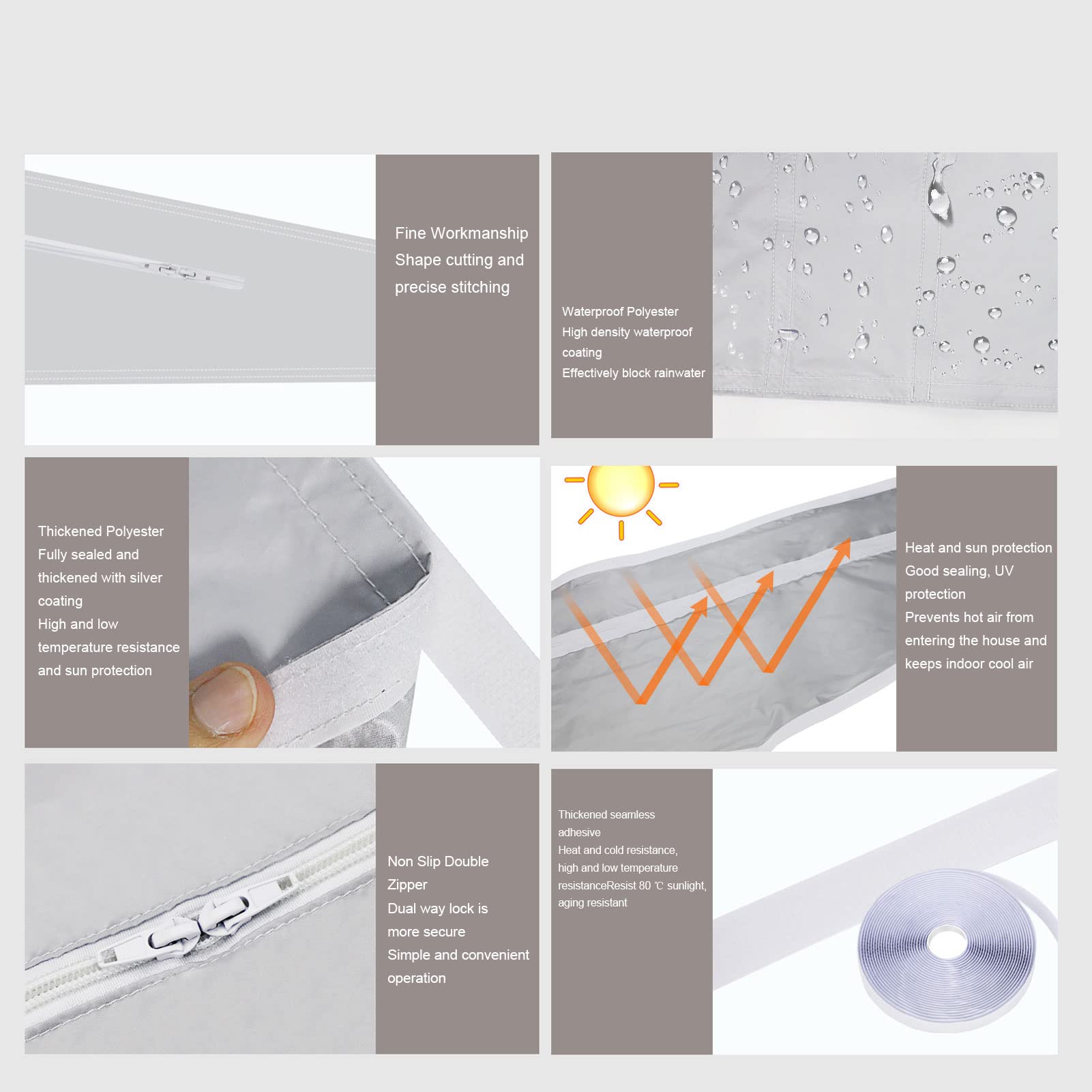 Universal Portable Air Conditioner Window Sealing Kit - 3 Meter (9.8ft) Silver Grey AC Baffle Frame for Efficient Cooling - Perfect for Bedrooms, Living Rooms & Home Offices