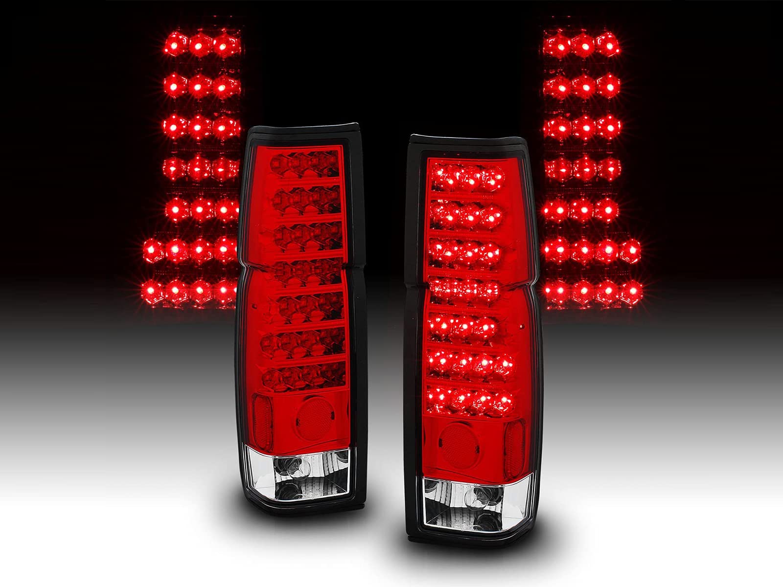 AmeriLite Red/Clear LED Tail Lights for Nissan Hardbody - Left & Right Pair - Durable, Bright, Easy Installation for Pickup Trucks & Off-Road Adventures