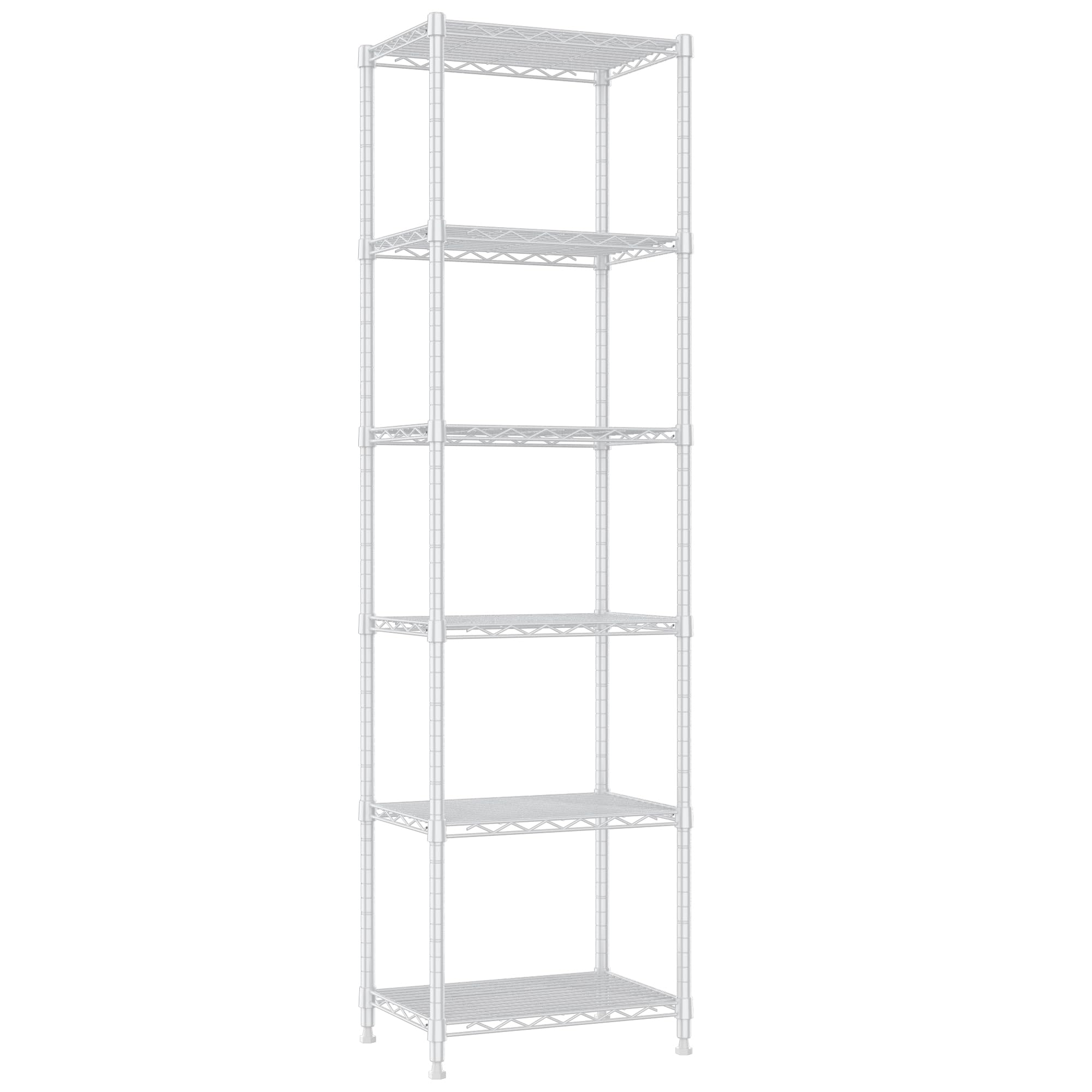 REGILLER 6-Tier Adjustable Steel Wire Shelving Unit - Heavy Duty Storage Rack for Laundry, Bathroom, Kitchen, Pantry & Closet Organization (16.7