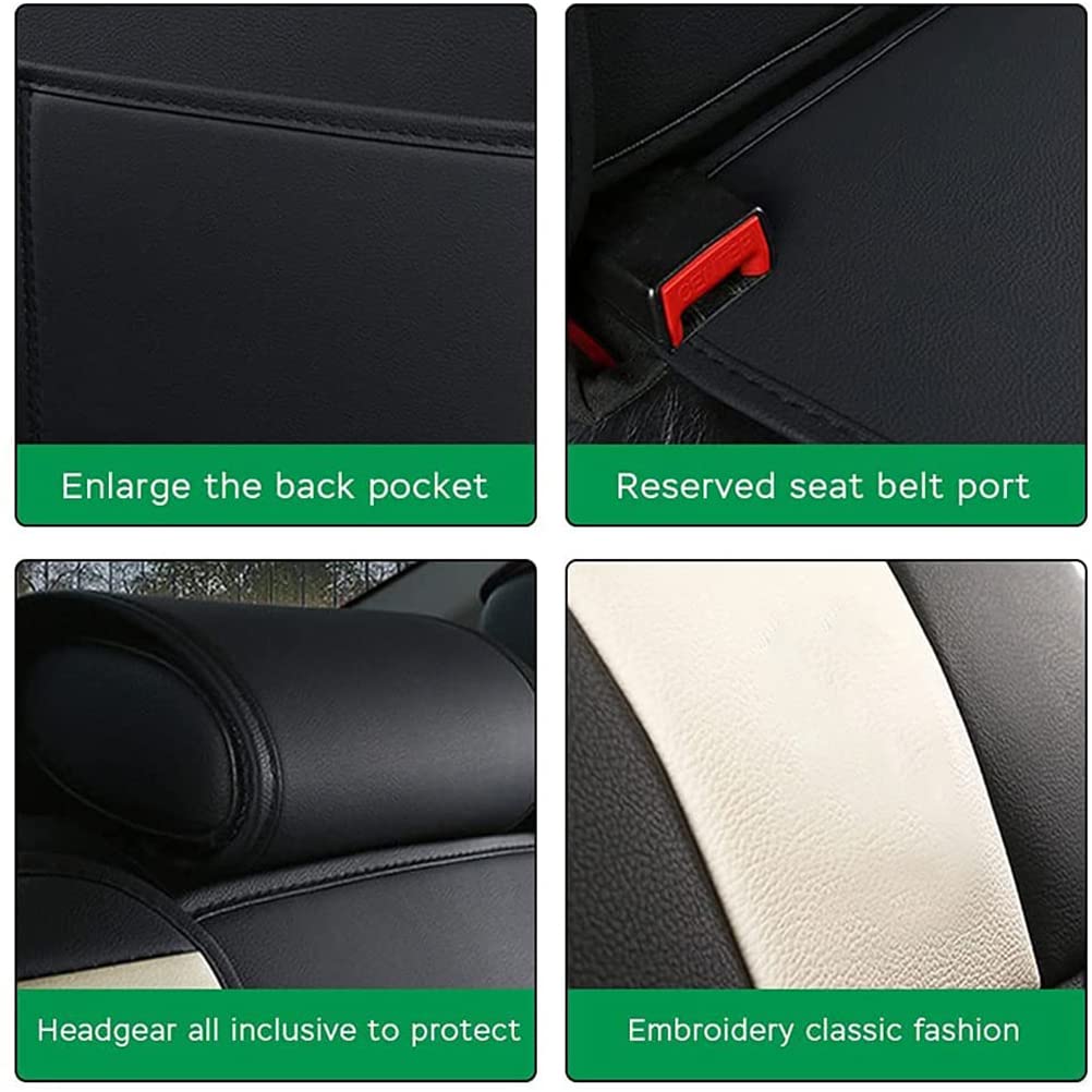 Premium Front & Rear Seat Covers for Ford Bronco Sport - Waterproof PU Leather Car Seat Protectors, Comfortable & Stylish Black with Green Stitching | Perfect for Off-Roading, Daily Commute & Road Trips