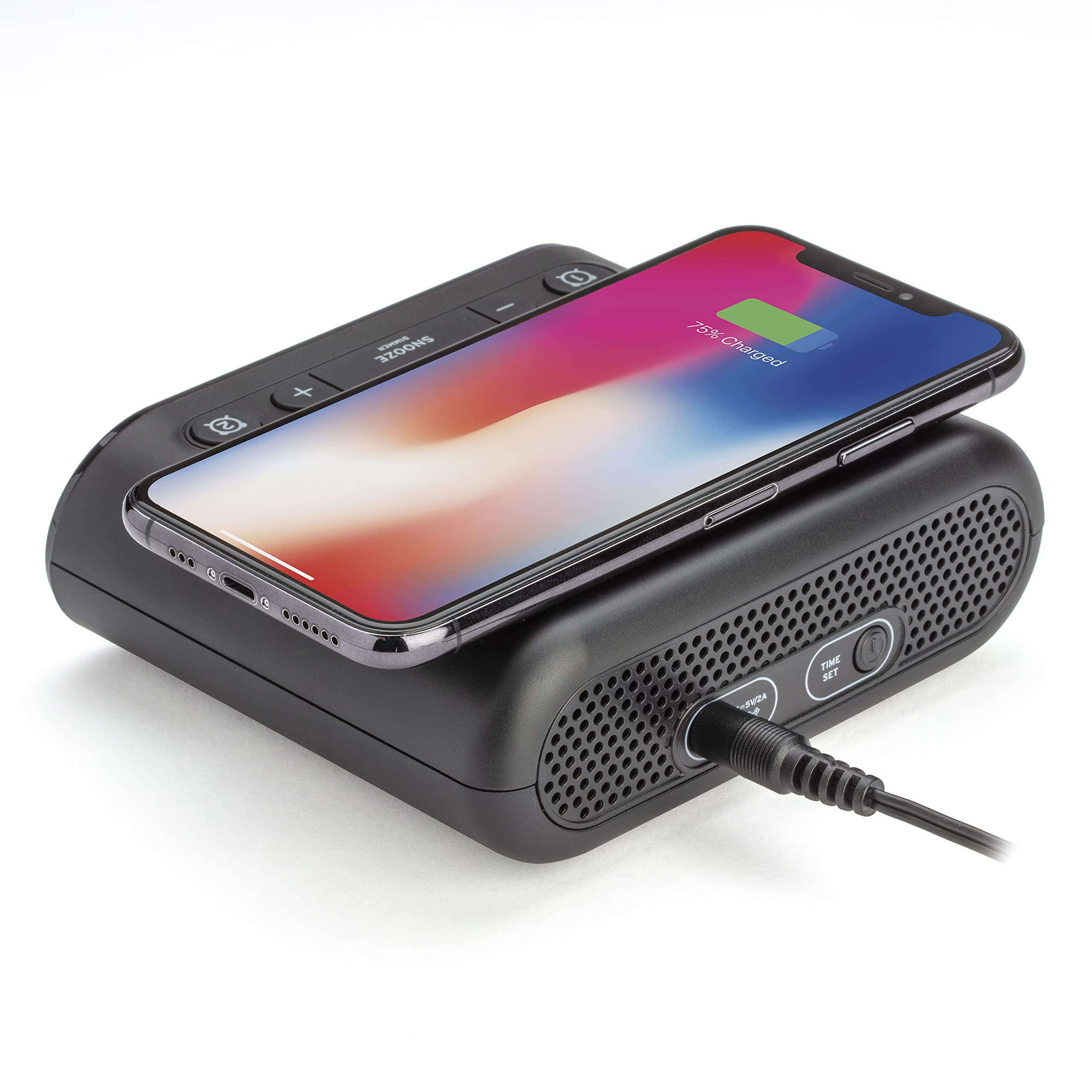 Timex TW300 Wireless Charging Dual Alarm Clock with Large LED Display, Dimmer, Snooze & Battery Backup - Ideal for Bedside Tables, Nightstands & Home Office Desks