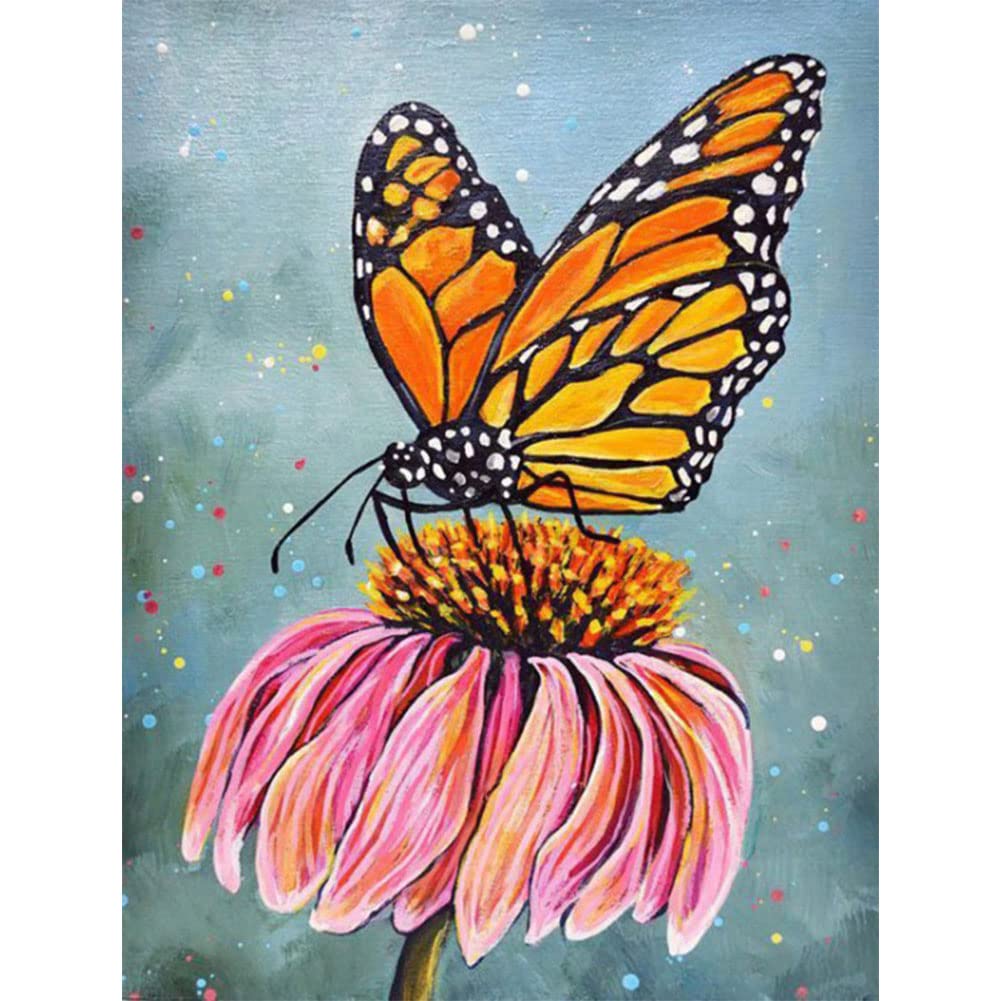 5D DIY Diamond Painting Kits for Adults - Full Round Drill Butterfly Flower Rhinestone Art, Home Wall Decor Mosaic Picture | Perfect for Stress Relief, Creative Crafts & Unique Gift Ideas