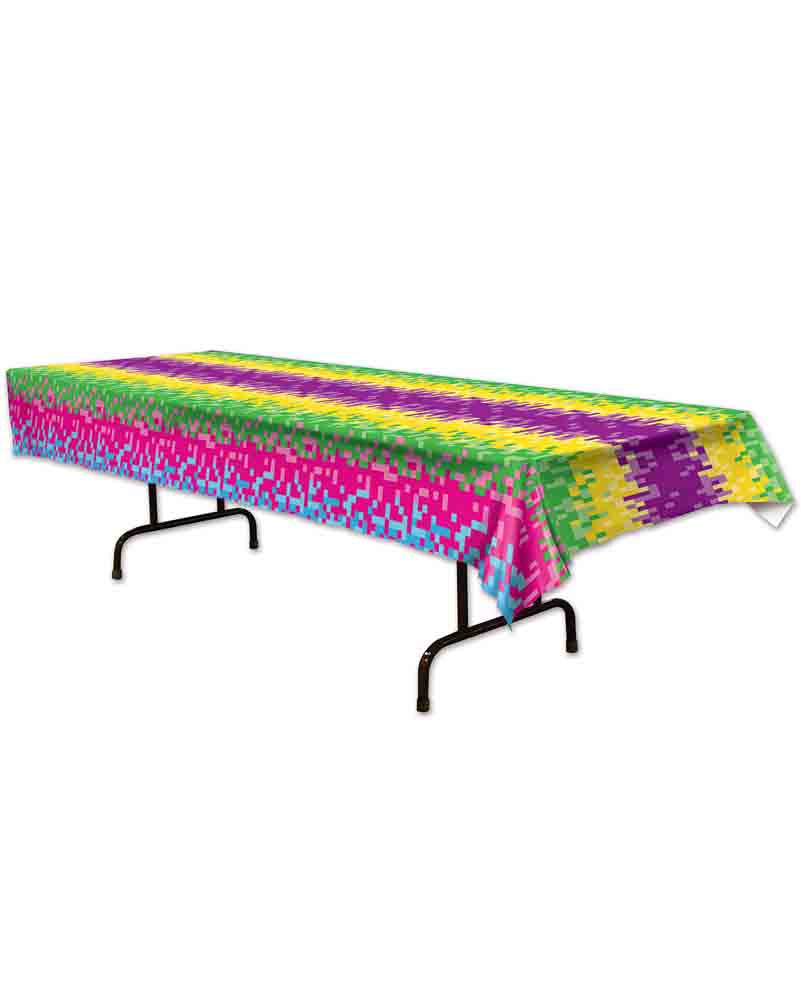 8-Bit Retro Gaming Table Cover - Durable Waterproof Vinyl Tablecloth for Parties, Events & Home Decor - Perfect for Gamers, Birthday Celebrations & Themed Gatherings
