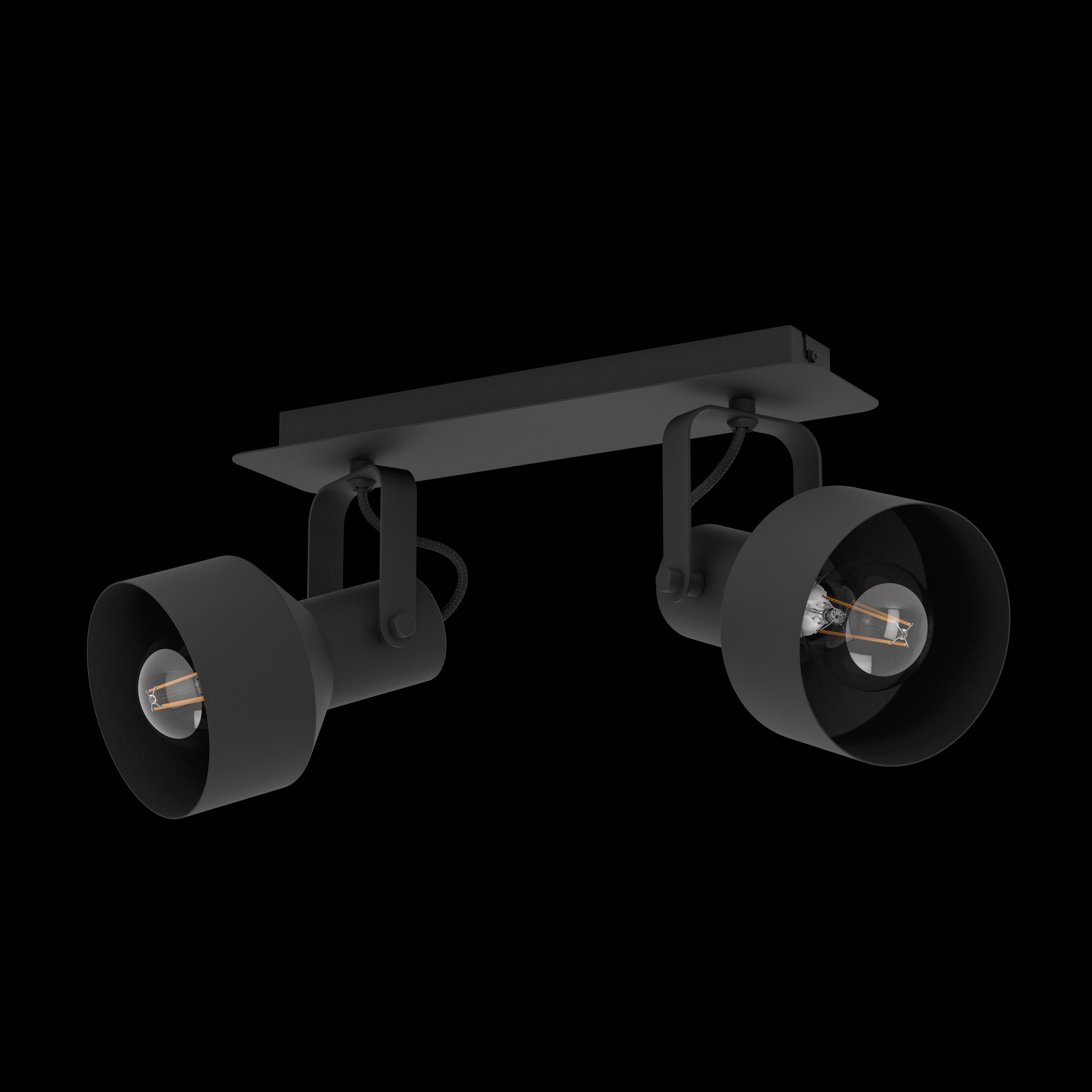 Eglo Casibare Black 2-Light LED Bar Spotlight - Modern Adjustable Wall Sconce for Living Room, Bedroom, or Hallway Lighting