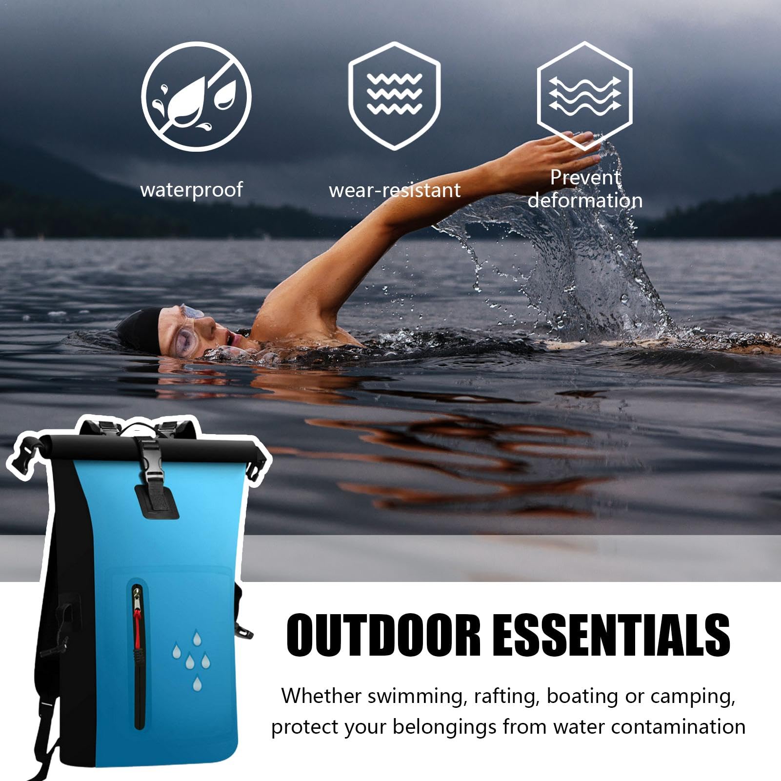 Waterproof Kayak Dry Bag for Women - Lightweight PVC Dry Backpack for Rafting, Outdoor Adventures & Water Sports | Multi-Functional Dry Sack for Camping, Hiking & Beach Activities