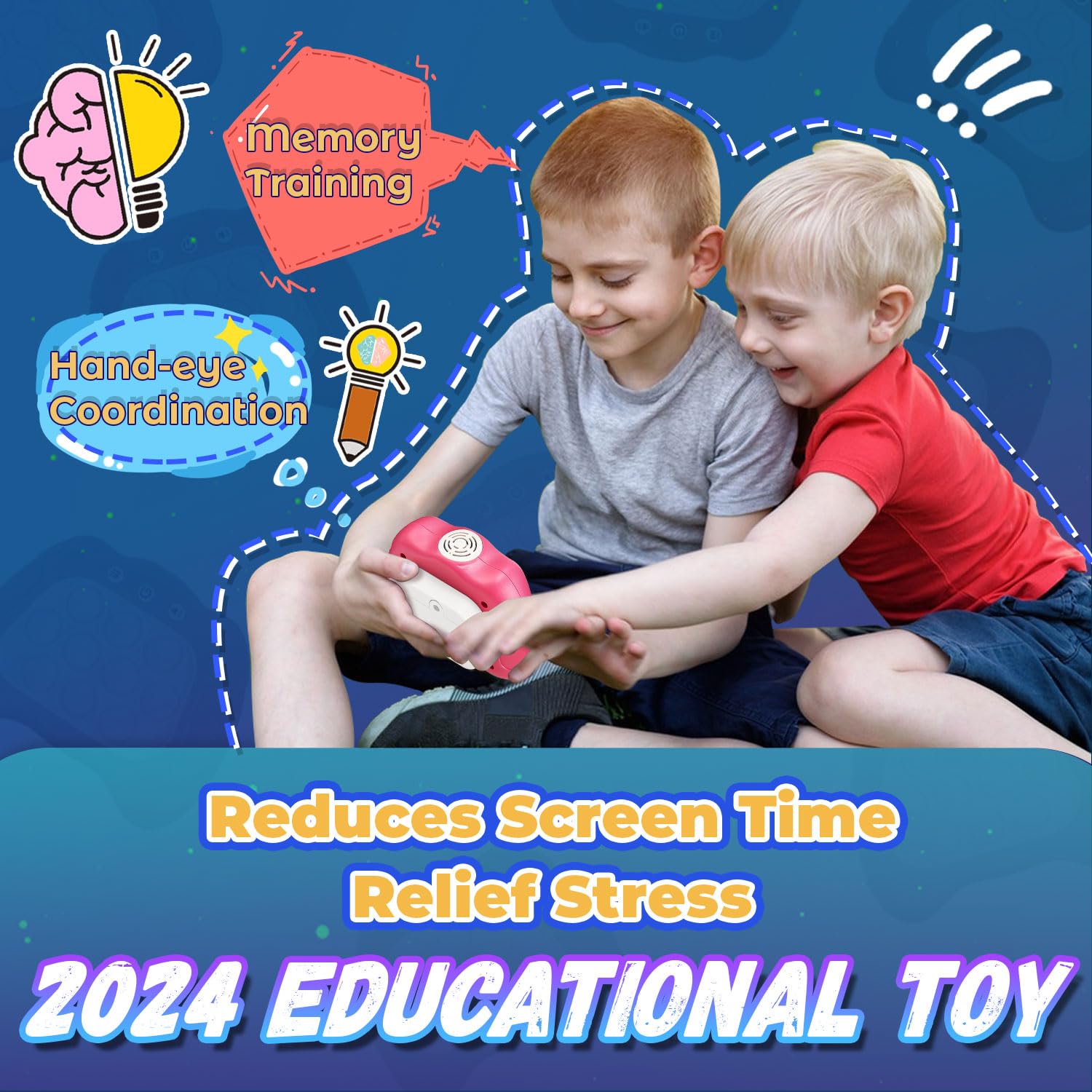 Fast Push Sensory Fidget Toy - 4 Modes ADHD Focus Puzzle Game for Kids Ages 6-12 | Stress Relief & Anxiety Relief | Birthday Gift for Boys & Girls (Pink) - Perfect for Classroom, Travel & Home Play