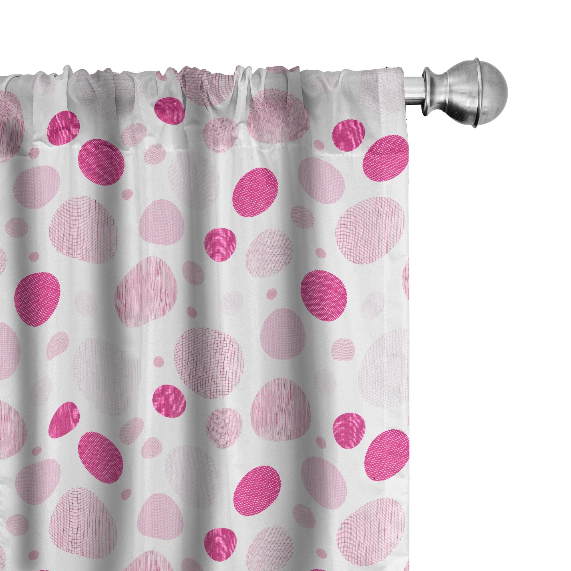 Ambesonne Abstract Pastel Circles Geometric Window Curtains - Hand Drawn Wavy Stripes Lightweight Decor, 2-Panel Set with Rod Pocket (28