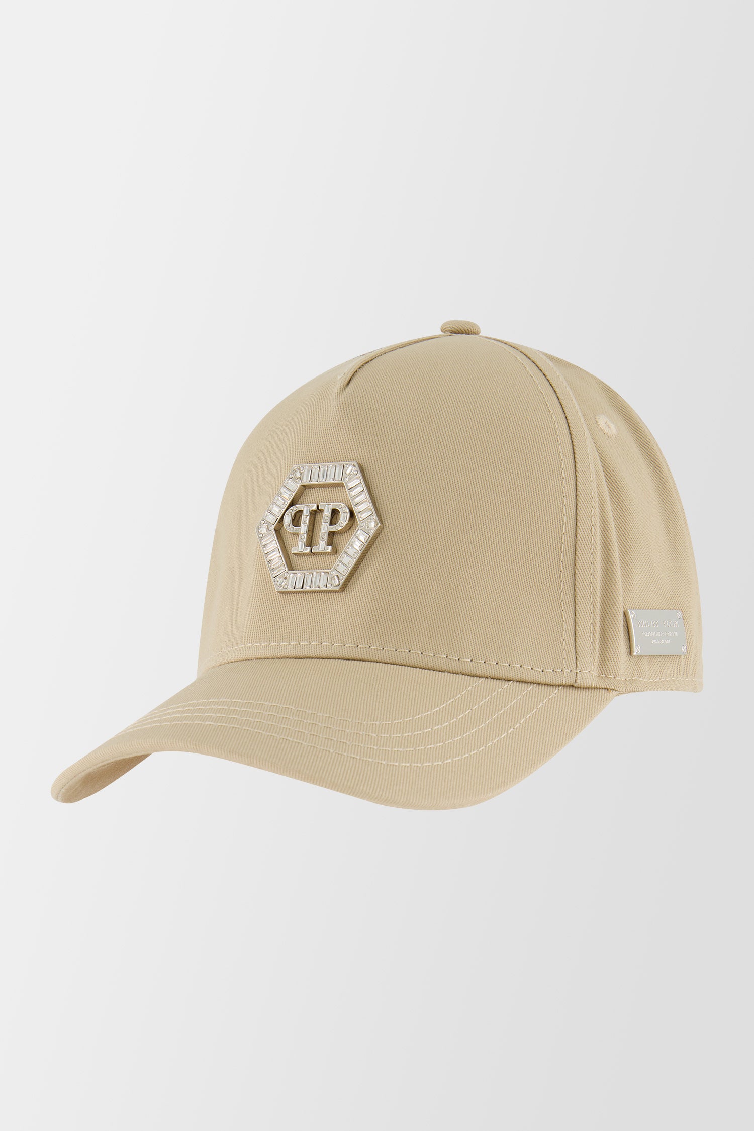 Philipp Plein Beige Crystal Hexagon Cap - Stylish Rhinestone Embellished Baseball Hat for Women & Men | Perfect for Casual Outfits, Parties & Fashion Statements