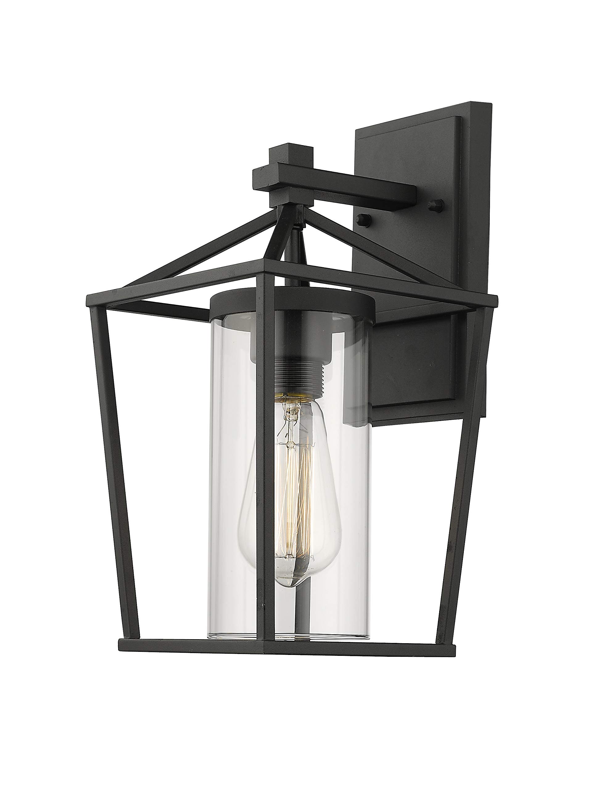 Emliviar 2 Pack Outdoor Porch Lights - Black Wall Mount Light Fixtures with Clear Glass for Patio, Garden & Entryway (Model 20065B1-2PK) - Perfect for Front Door, Backyard & Deck Lighting