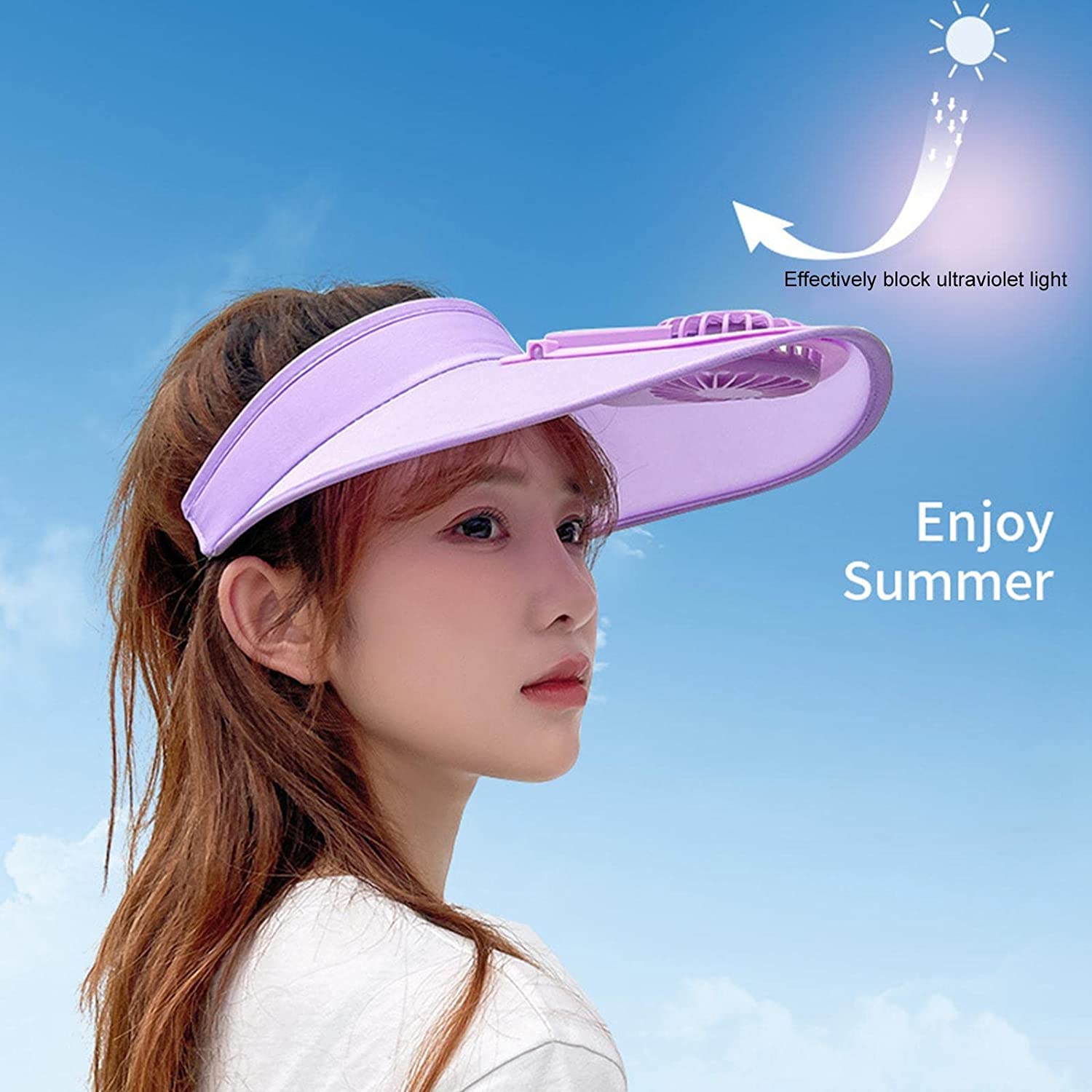 USB Rechargeable Cooling Fan Sun Visor Hat - Breathable UV Protection Baseball Cap for Golf, Hiking & Outdoor Activities | Summer Sunscreen Cooling Hat with Built-in Fan