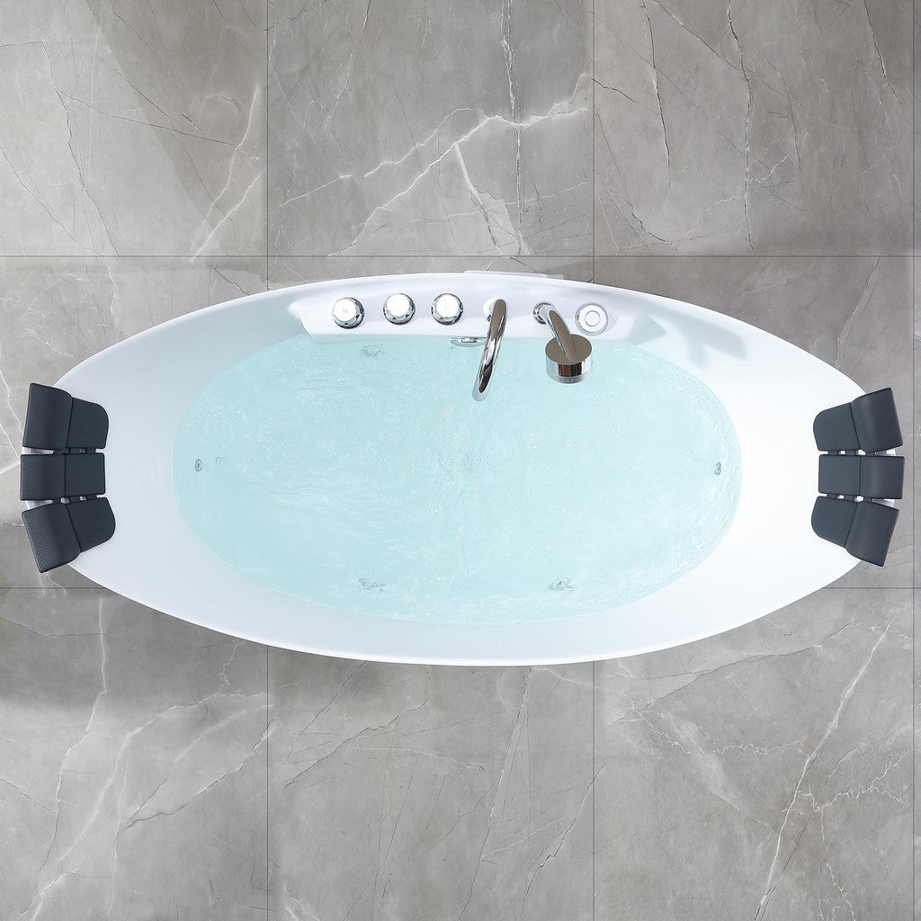 Empava 67 Inch Freestanding Jetted Bathtub - White Acrylic Soaking Tub with Massage Jets (Model 67AIS10) | Perfect for Luxury Bathrooms & Spa Relaxation at Home