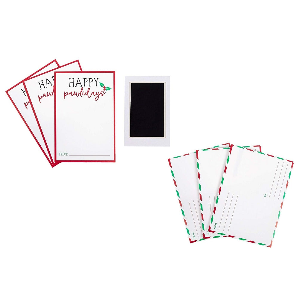 Christmas Paw Print Greeting Cards with Envelopes - 24 Pack Holiday Animal Theme Note Cards for Xmas Gifts, Party Invitations & Festive Greetings (Pet Lover, Dog Cat Theme)
