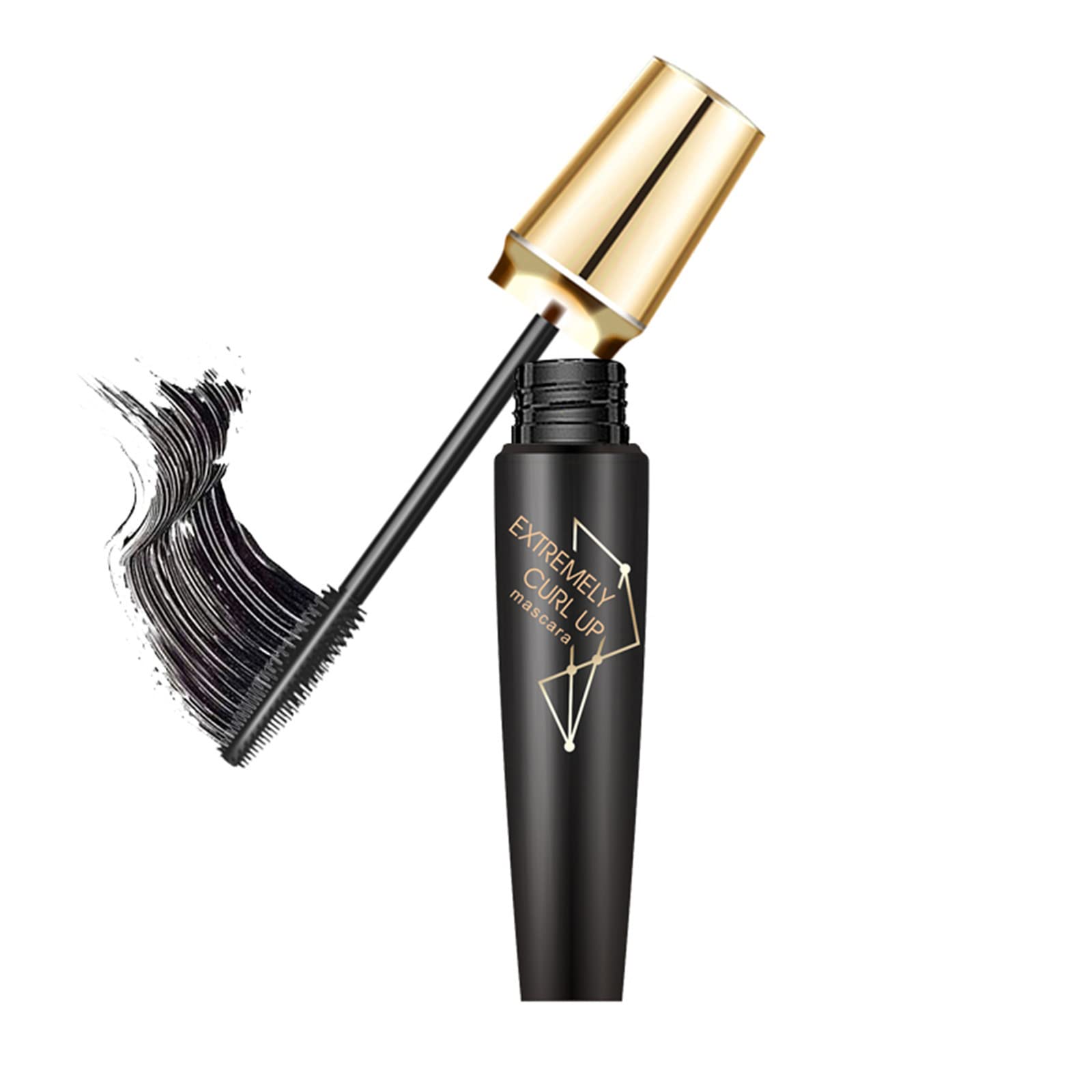 Waterproof Black Mascara for Volume & Length - Smudge-Proof Silk Fiber Lash Extensions, No Clumping Eyelash Primer with Brush | Perfect for Daily Wear, Special Occasions & Sensitive Eyes