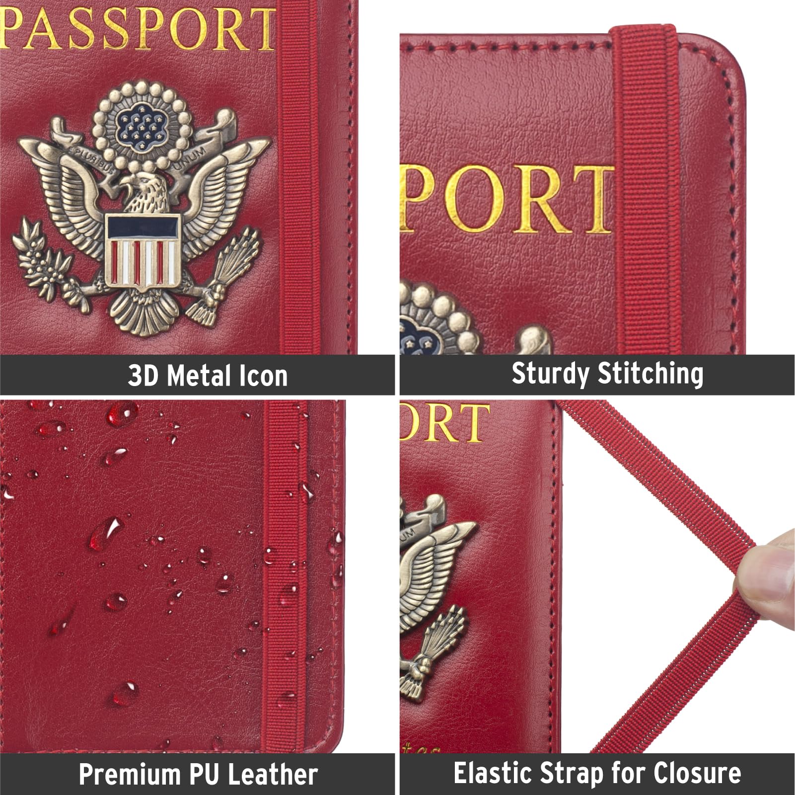 Coowayze RFID Blocking Passport Holder - Waterproof Leather Travel Wallet for Men & Women with Vaccine Card Slot - Secure Document Organizer for Airports, Vacations & International Trips