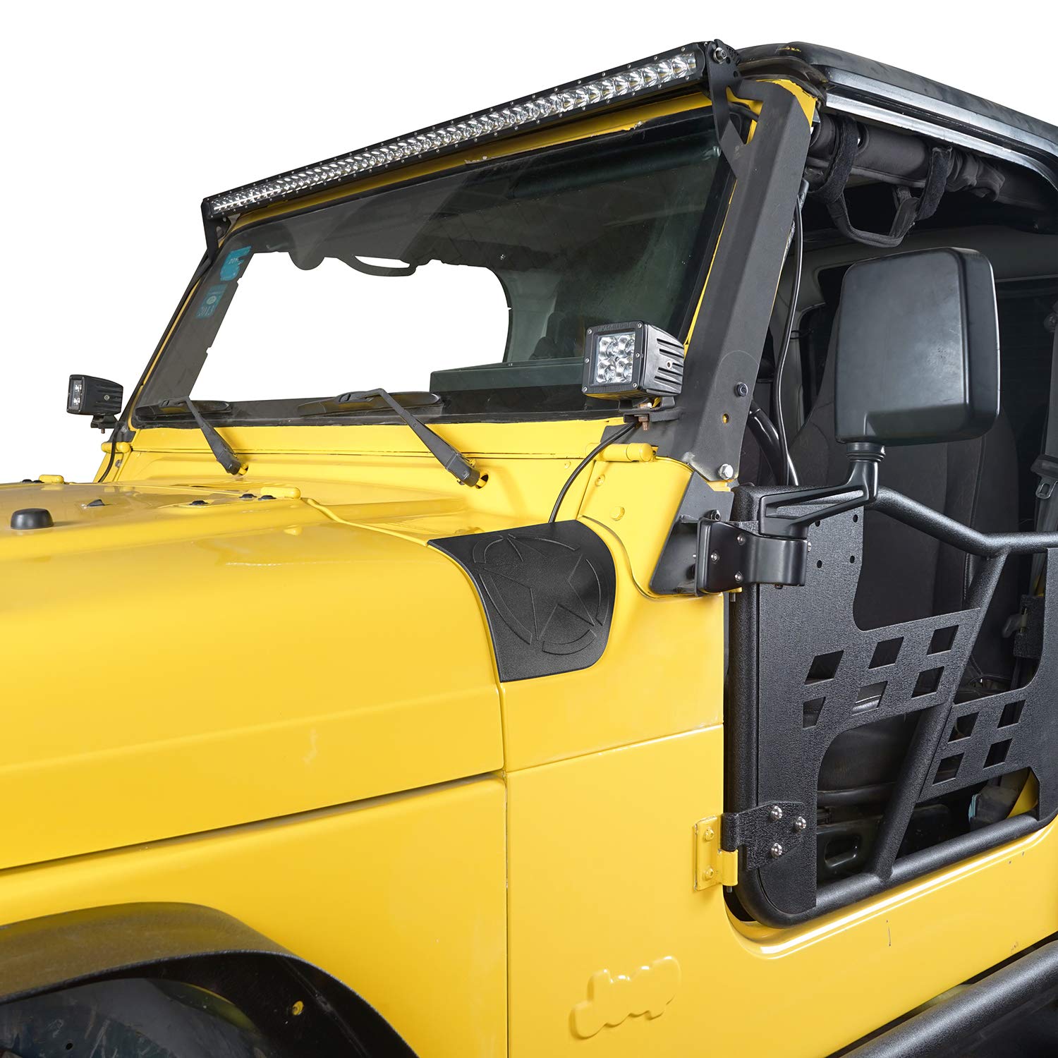 Hooke Road Matte Black Cowl Body Armor & Corner Guards with Star Logo for 1997-2006 Jeep Wrangler TJ - Off-Road Protection & Style Upgrade for Adventure Enthusiasts