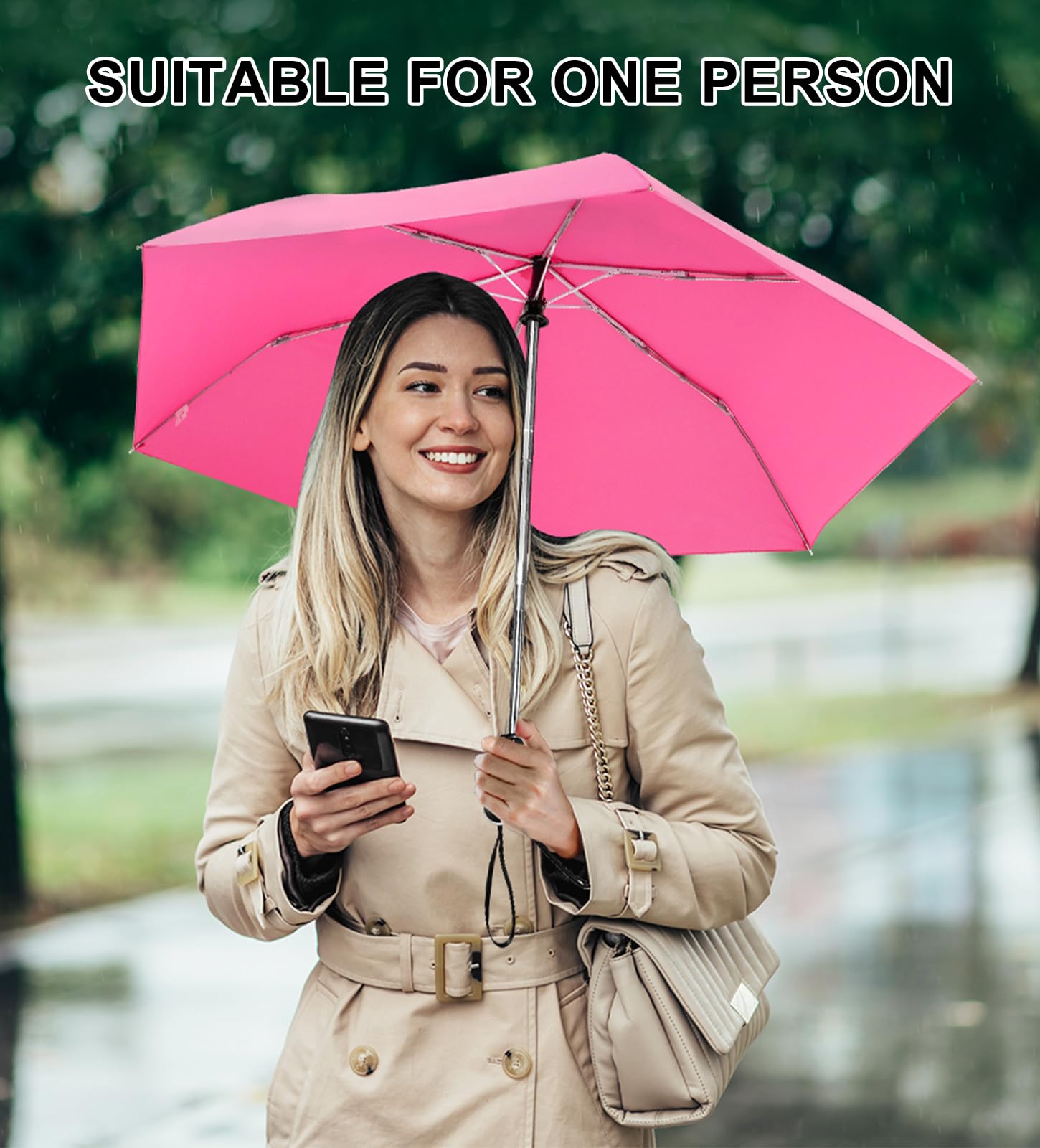 Compact Automatic Folding Travel Umbrella - Micro Mini Design for Women's Purse & Pocket, Auto Open/Close - Perfect for Rainy Commutes, Travel & Everyday Carry