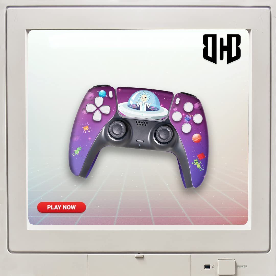 Custom Wireless PS5 Controller for Playstation 5 Console - Rick and Morty Themed Hydro-Dip Design | Officially Licensed, Modded & Permanently Printed in USA | Perfect for Gaming Enthusiasts and Collectors | Ideal for Competitive Play, Streaming, and Gift Giving