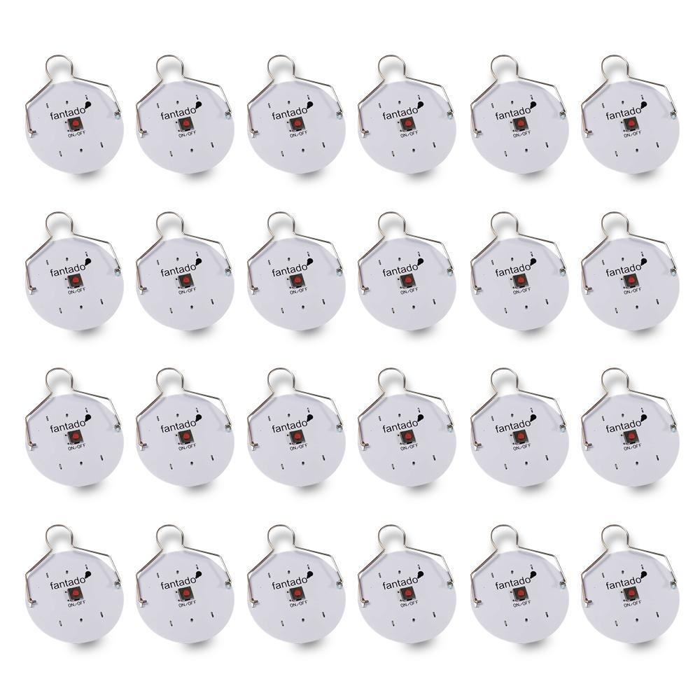 24 Pack OmniDisk Low Profile LED Hanging Lights for Paper Lanterns - Cool White Battery Powered Lights for Indoor/Outdoor Decor, Parties, Weddings & Events
