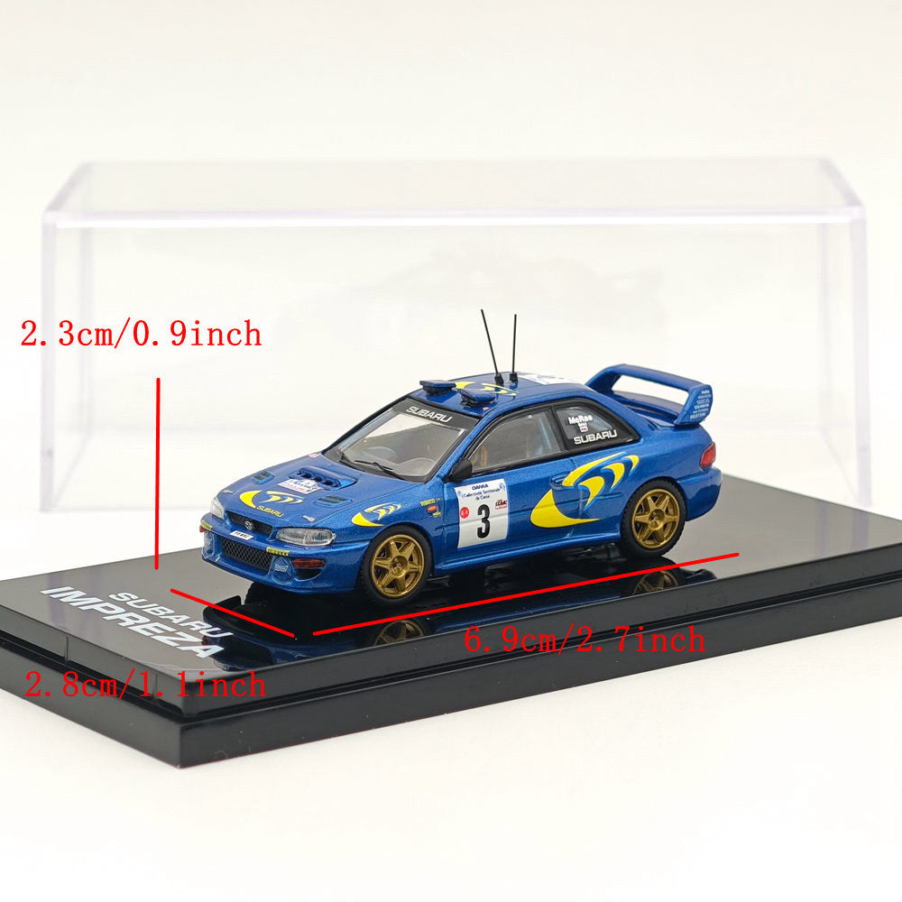 1/64 Scale Subaru Impreza WRC 1997 #3 Tour De Corse Winner Blue Diecast Model Car - Collectible Miniature for Racing Enthusiasts & Display Showcase
