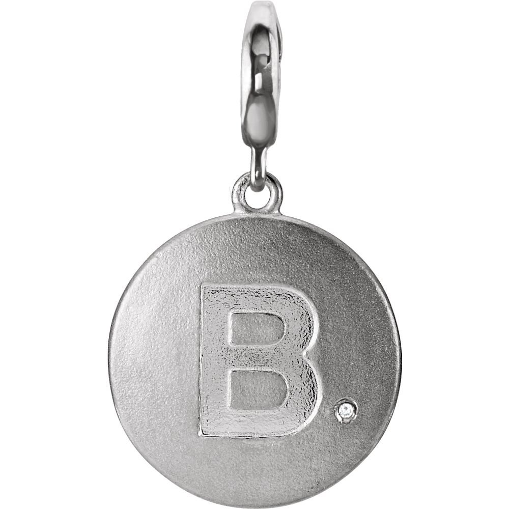 Sterling Silver Block Initial B Disc Charm Necklace with .005 CTW Diamond Accent - Personalized Letter Jewelry for Women, Perfect for Gifts, Anniversaries & Everyday Wear