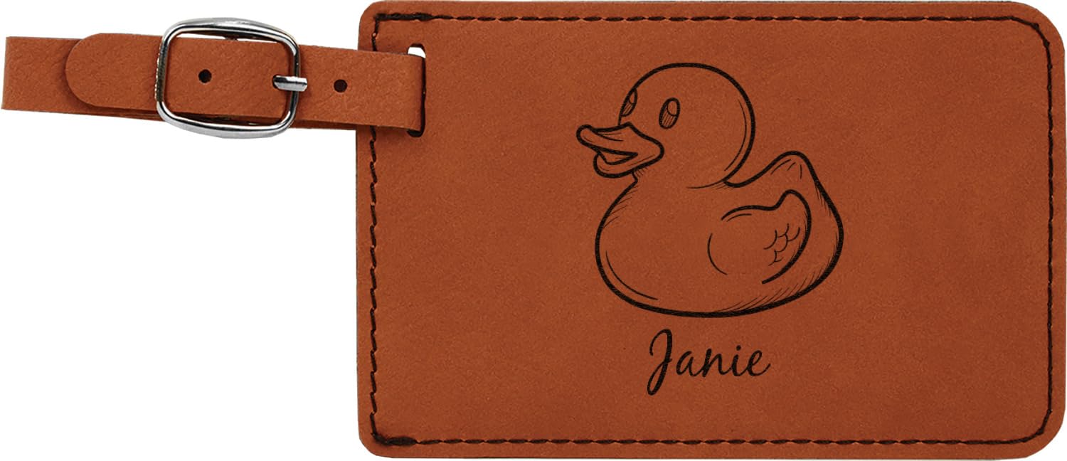 Custom Rubber Duck Leather Luggage Tag - Personalized Travel Accessory for Suitcases, Bags & Backpacks - Perfect for Kids & Adults Travel Gifts