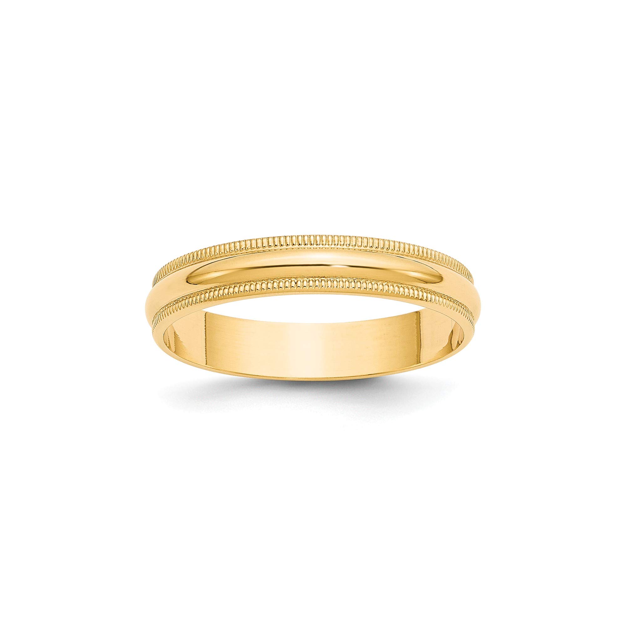 14k Yellow Gold 4mm LTW Milgrain Band - Size 10 - Elegant Wedding Ring