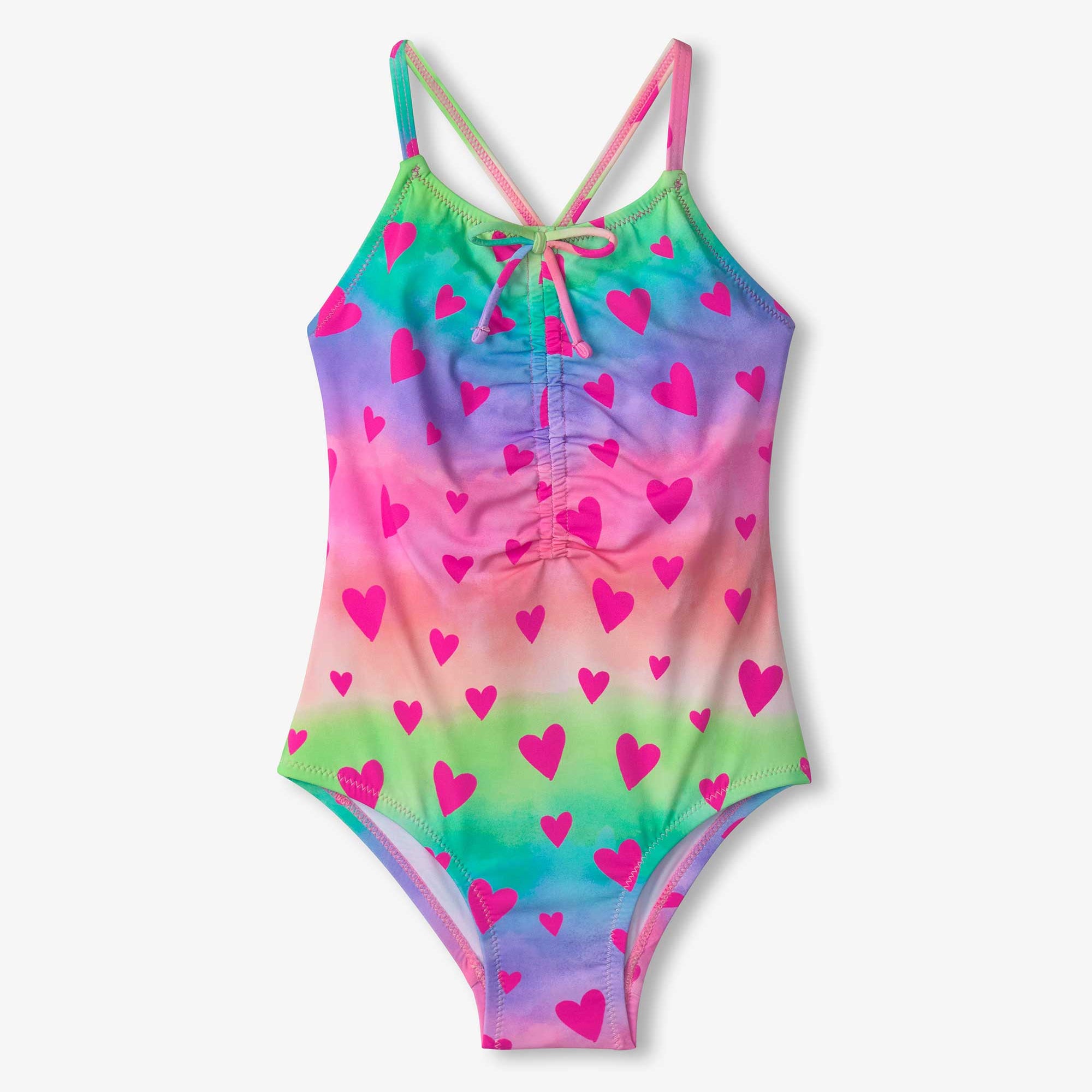Hatley Kaleidoscope Hearts Ruched Front Swimsuit for Women - Stylish One-Piece Bathing Suit for Beach, Pool & Summer Vacations