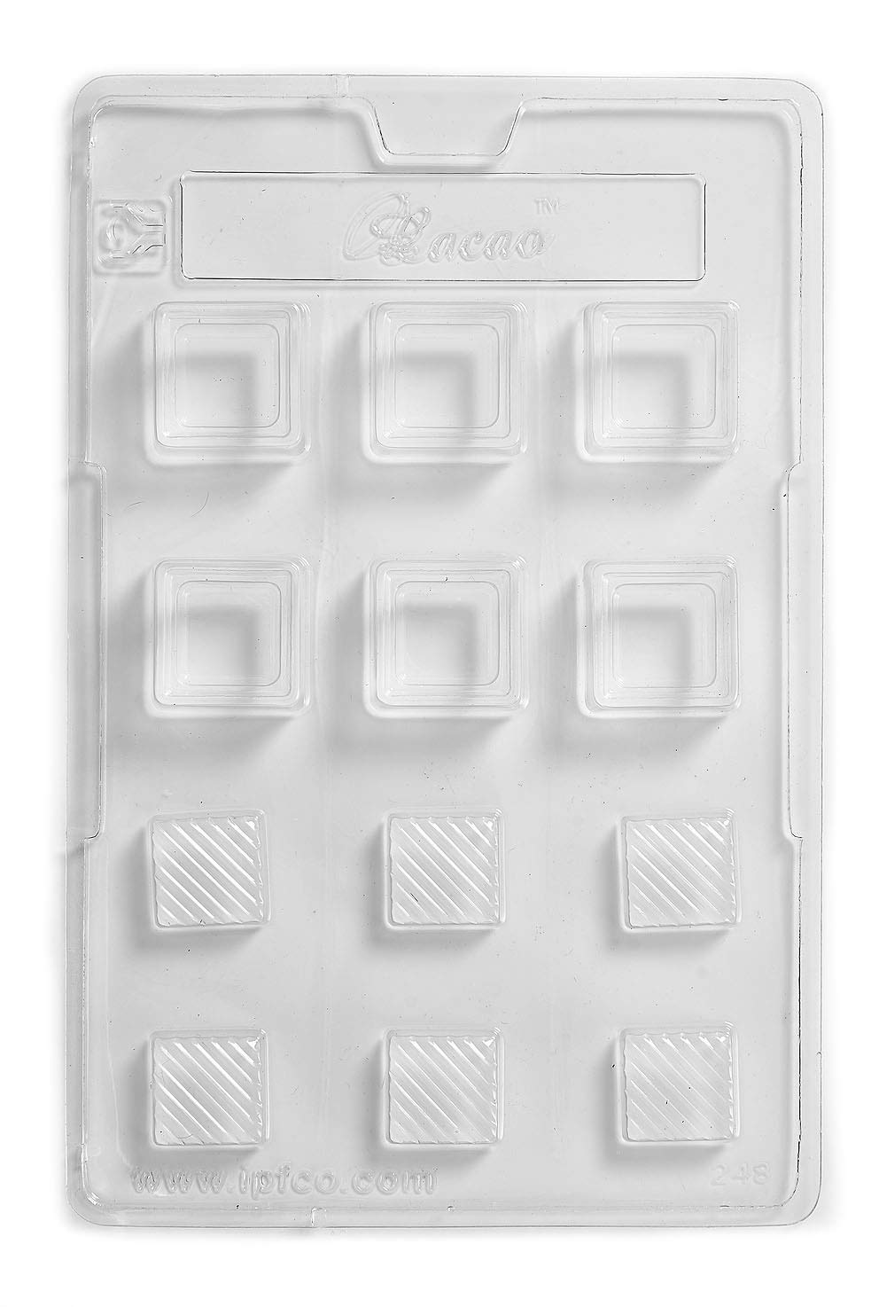 12-Cavity Square Chocolate Mold with Diagonal Lined Lid for Baking & Candy Making - Perfect for Homemade Chocolates, Desserts, and Party Treats