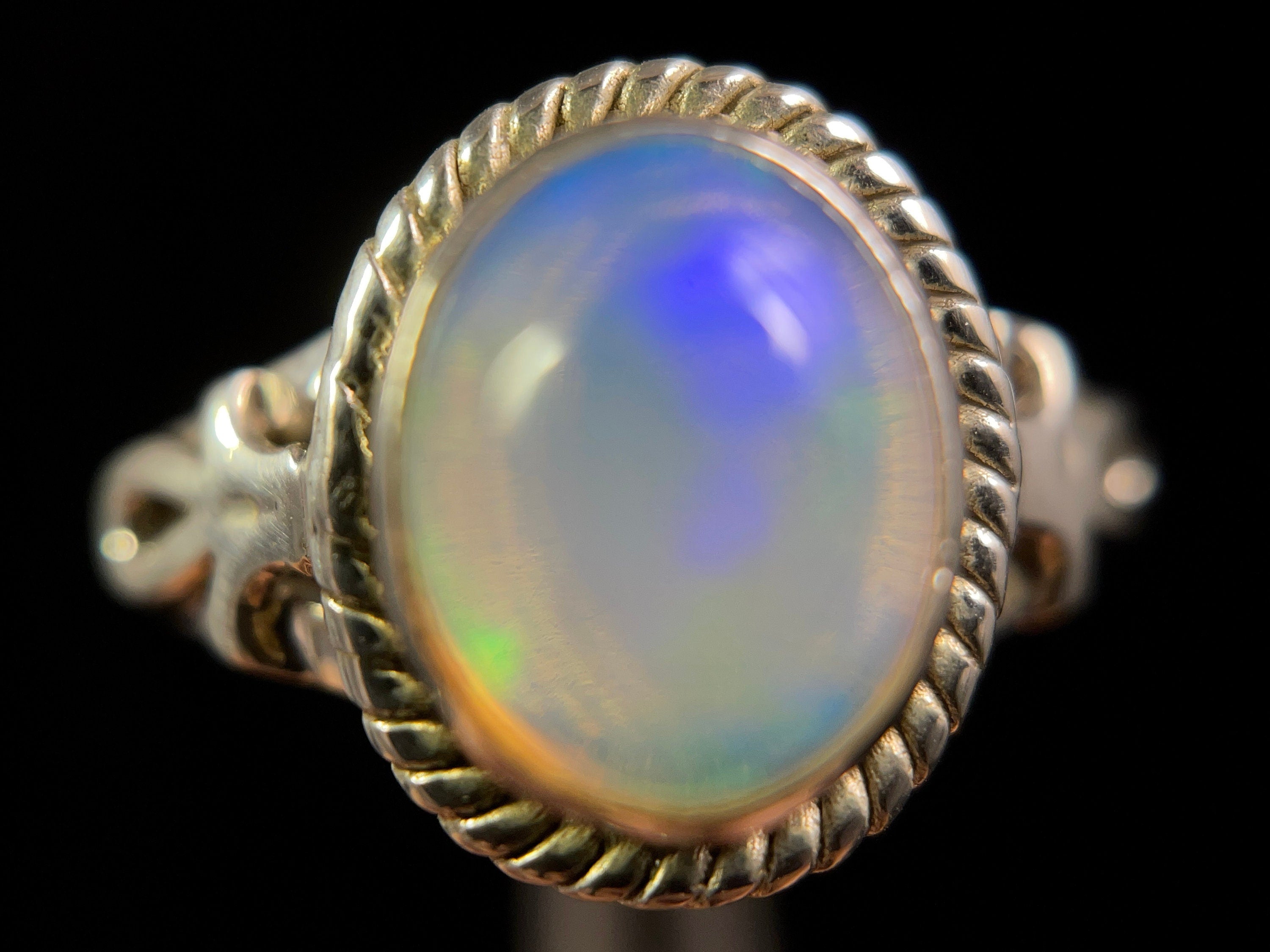 Ethiopian Opal Ring for Women - Sterling Silver Size 8, Welo Opal Bridal Jewelry - Perfect for Weddings, Anniversaries & Special Occasions