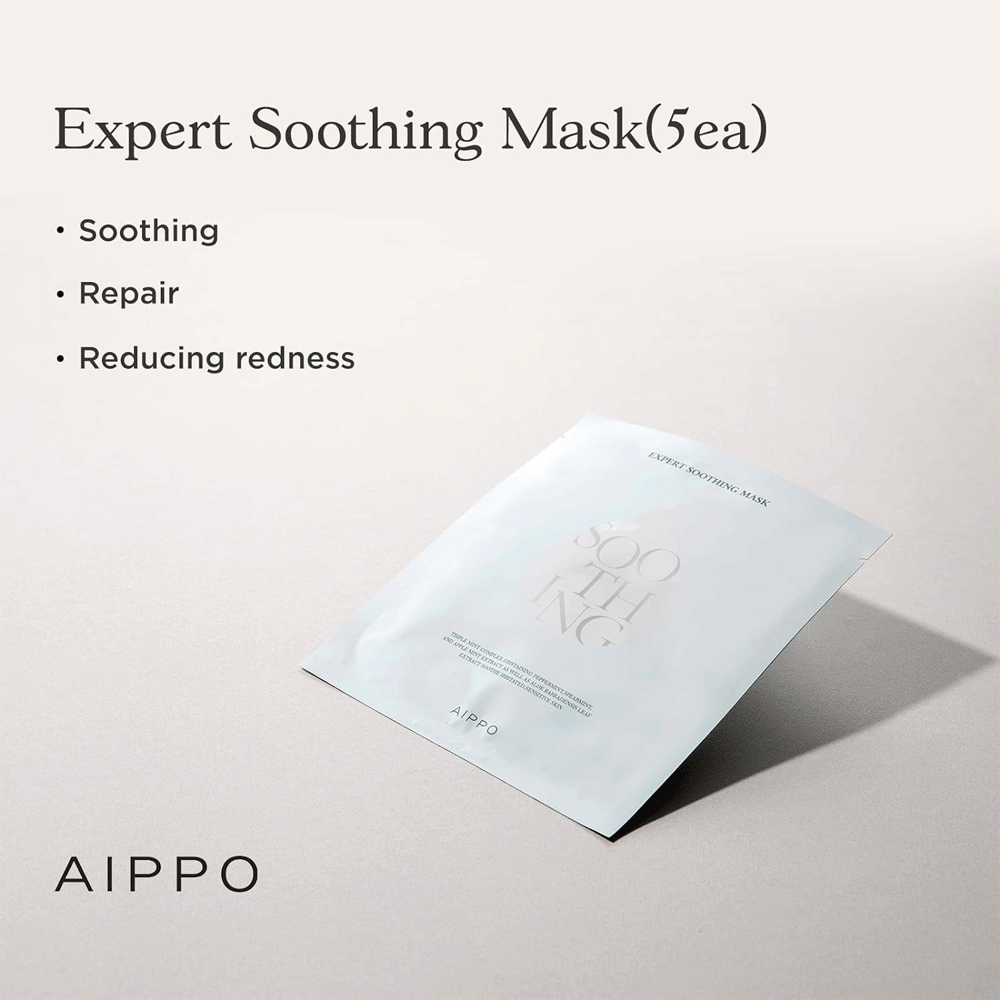 AIPPO Expert Soothing Mask 28g (5 Pack) - Hydrating & Calming Facial Sheet Mask for Dry, Sensitive Skin | Perfect for Daily Skincare Routine & Spa Night