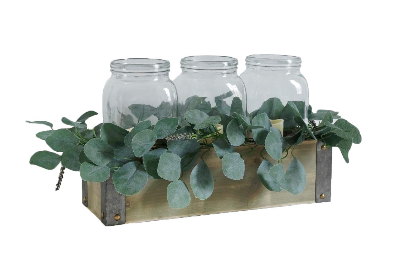 Elegant Decorative Wooden Box with Metal Trim and Greenery - Perfect for Home Décor, Gift Wrapping & Storage