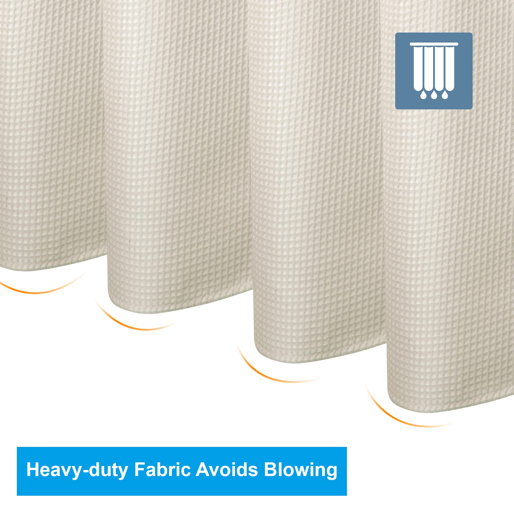 AmazerBath Waffle Weave Shower Curtain - Heavy Duty Hotel Quality Bathroom Fabric Curtain 72x72 Inches, Cream Yellow - Perfect for Spa-Like Bathrooms & Luxury Hotel Style Decor