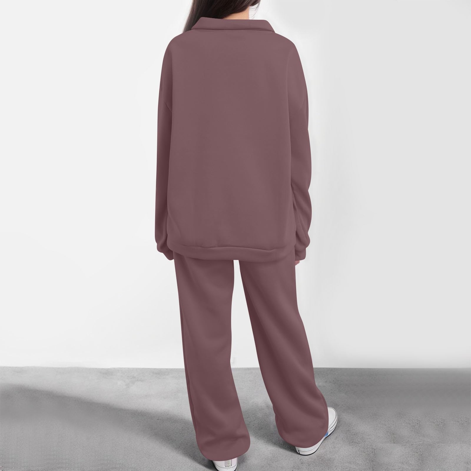 Women's 2-Piece Lounge Set - Oversized Half Zip Hoodie & Baggy Sweatpants | Cozy Fall Fashion Outfit for Home, Workouts & Casual Wear