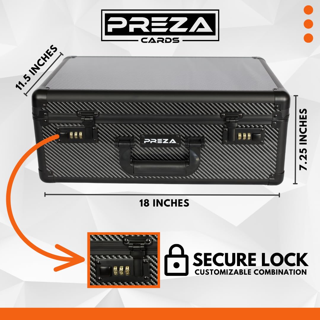 PREZA Graded Card Storage Box - Premium Trading Card Case for PSA, BGS & CGC Slabs - Carbon Fiber Protection for Sports & TCG Collectibles (X-Large) - Perfect for Display & Safekeeping at Home or Card Shows