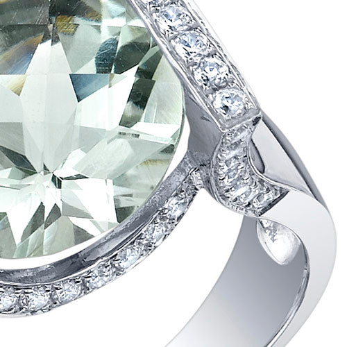Green Amethyst Round Cut Sterling Silver Ring Size 8 - Elegant Jewelry for Women, Perfect for Everyday Wear, Gift Giving & Special Occasions