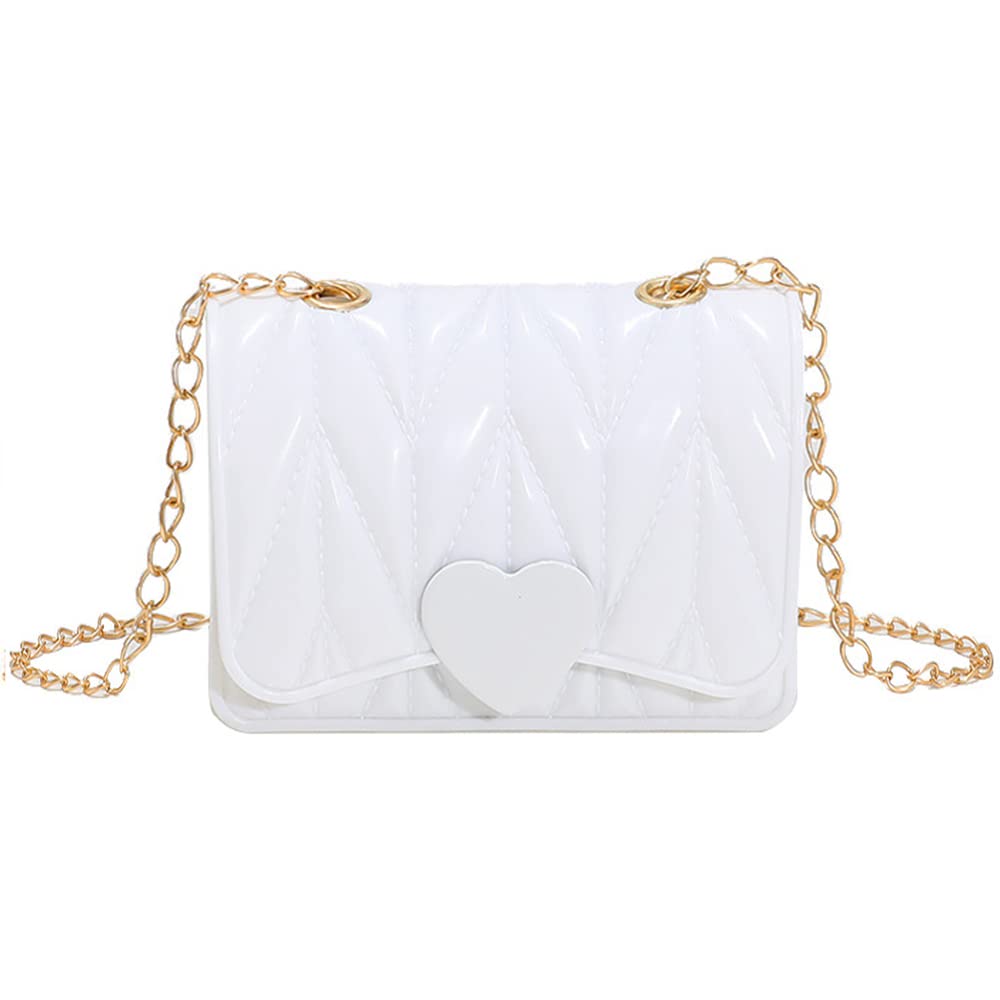 Adorable Mini Shoulder Bag for Toddler Girls - Cute Heart Crossbody Purse for Kids (White) | Perfect for School, Travel & Playdates