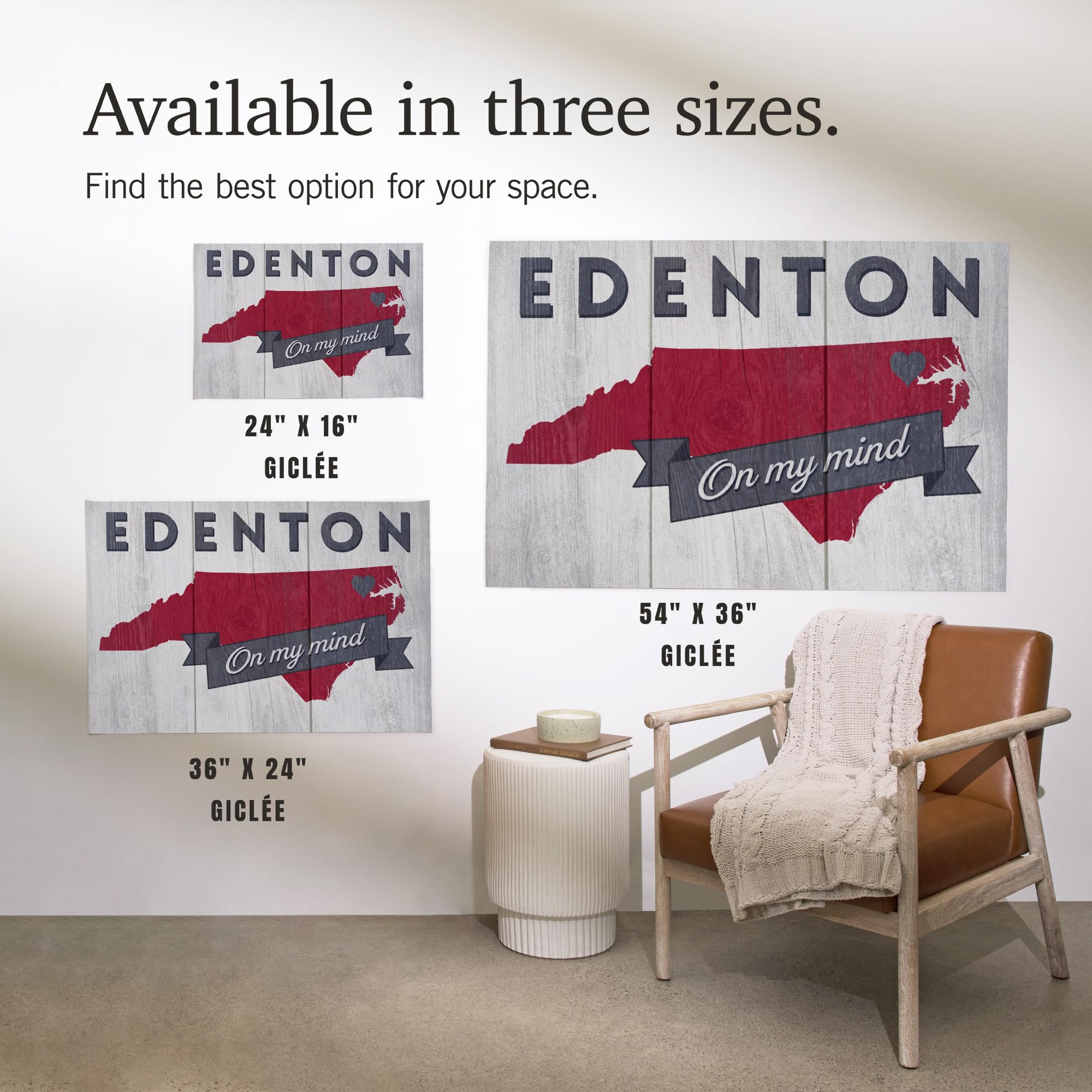 Lantern Press 36x54 Inch Giclee Art Print - Edenton North Carolina Landscape Wall Decor | Premium State on My Mind Artwork for Living Room, Bedroom & Office Decoration