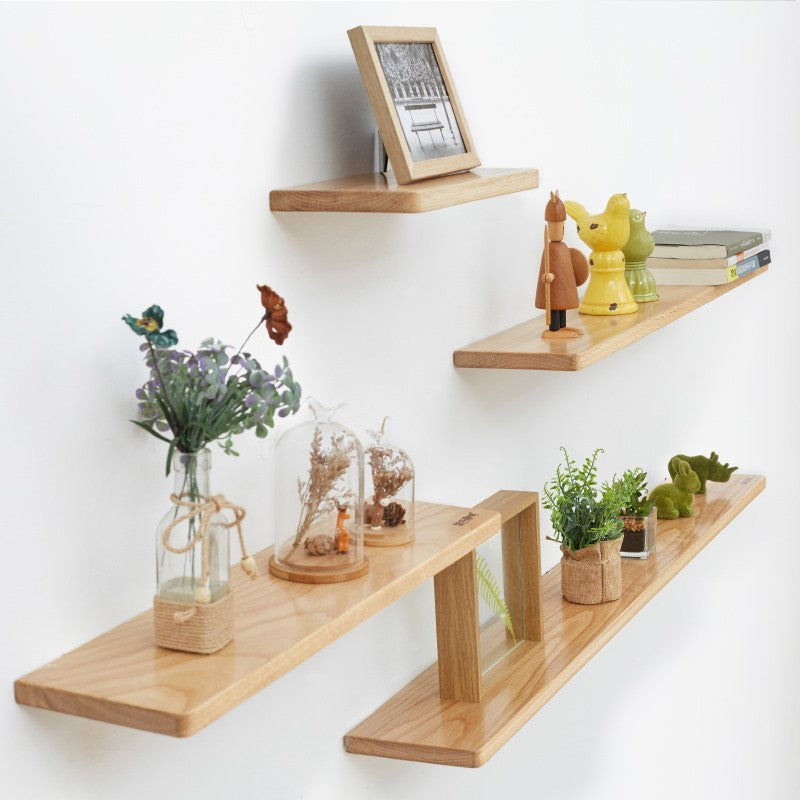 Solid Oak Wood Wall Shelf - Rustic Floating Shelf for Living Room, Bedroom, Kitchen Storage & Decor - Handmade Hanging Wall Rack for Home Organization