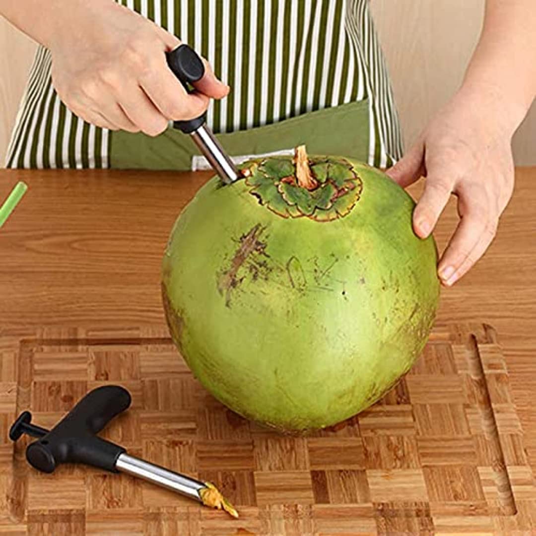 Premium Stainless Steel Coconut Opener Tool - Easy Straw Hole Maker & Cutter for Fresh Coconuts | Food Grade Safe | Perfect for Beach Parties, Tropical Drinks & Home Kitchen Use