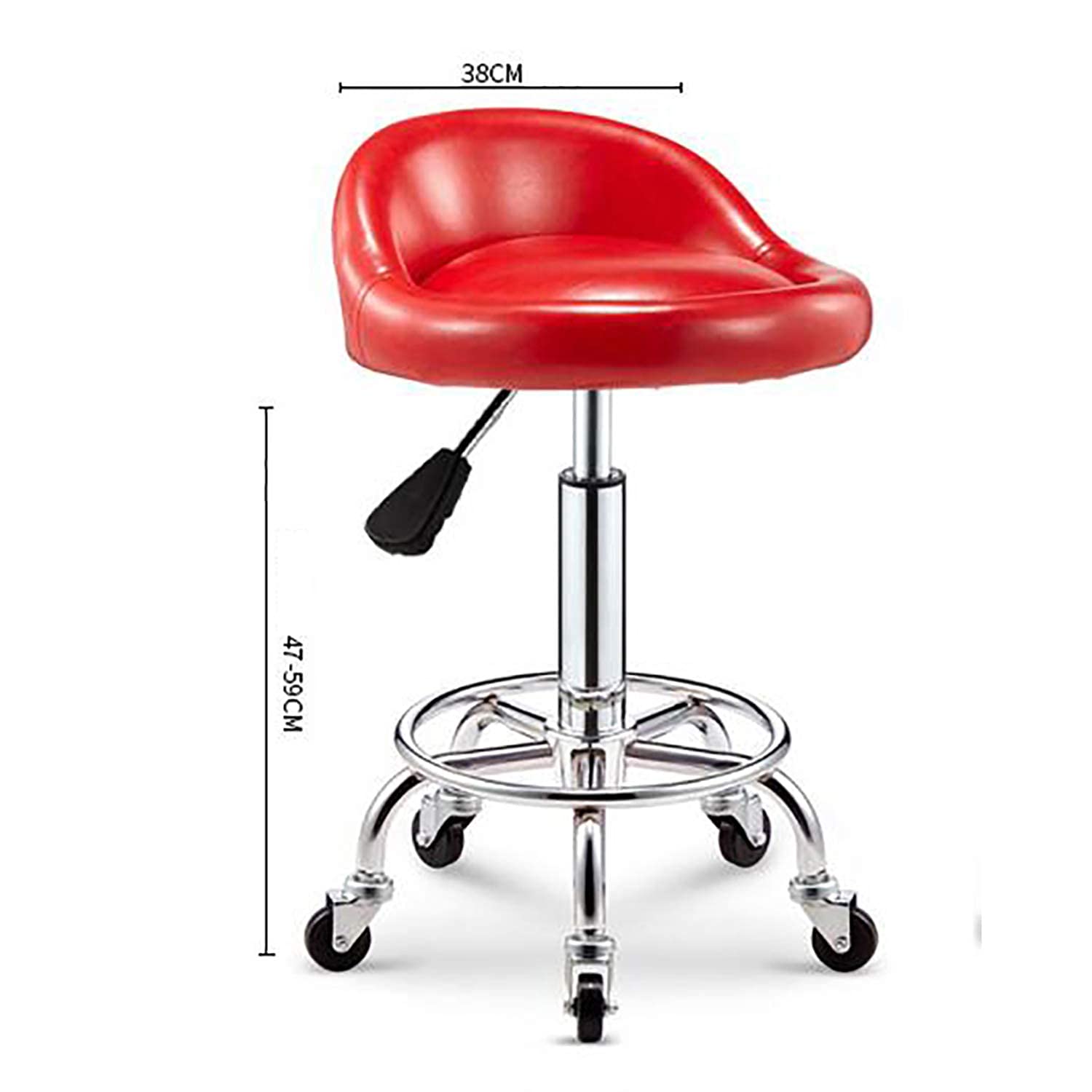 Adjustable Hydraulic Rolling Salon Stool with Backrest & Wheels - Ergonomic Swivel Chair for Tattoo, Massage, Facial Spa, Manicure & Dentist Clinic - Perfect for Beauty Salons, Tattoo Parlors & Medical Offices (Black)
