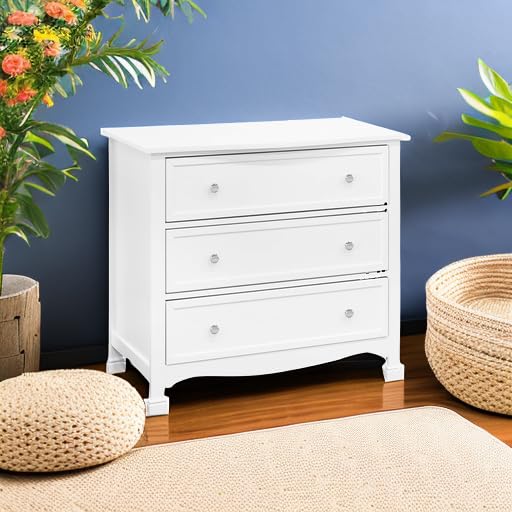 DaVinci Kalani 3-Drawer White Dresser - Modern Nursery & Kids Room Storage Furniture for Bedroom Organization