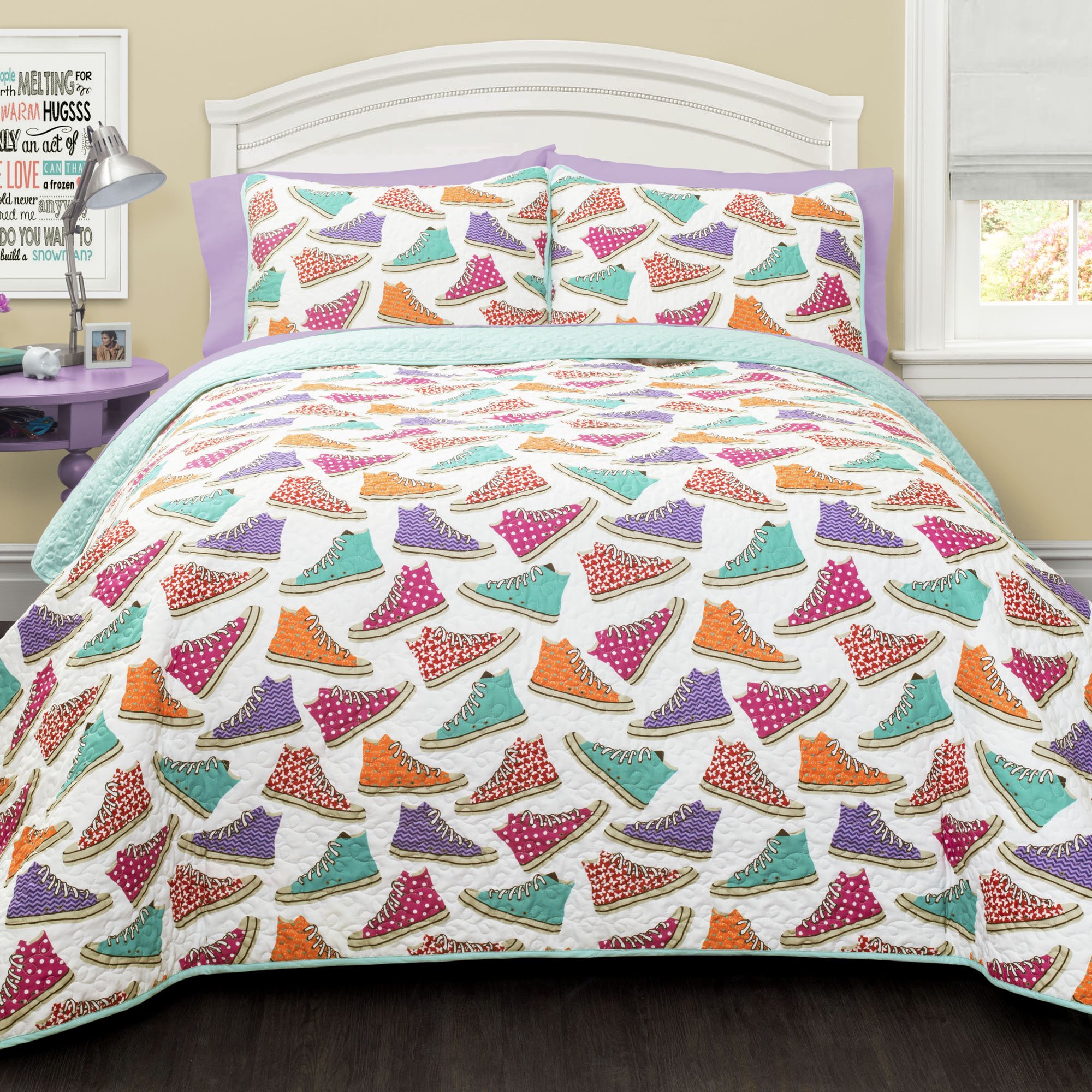 Lush Decor Canvas Quilt Set - Twin, Turquoise for Cozy Bedroom Decor