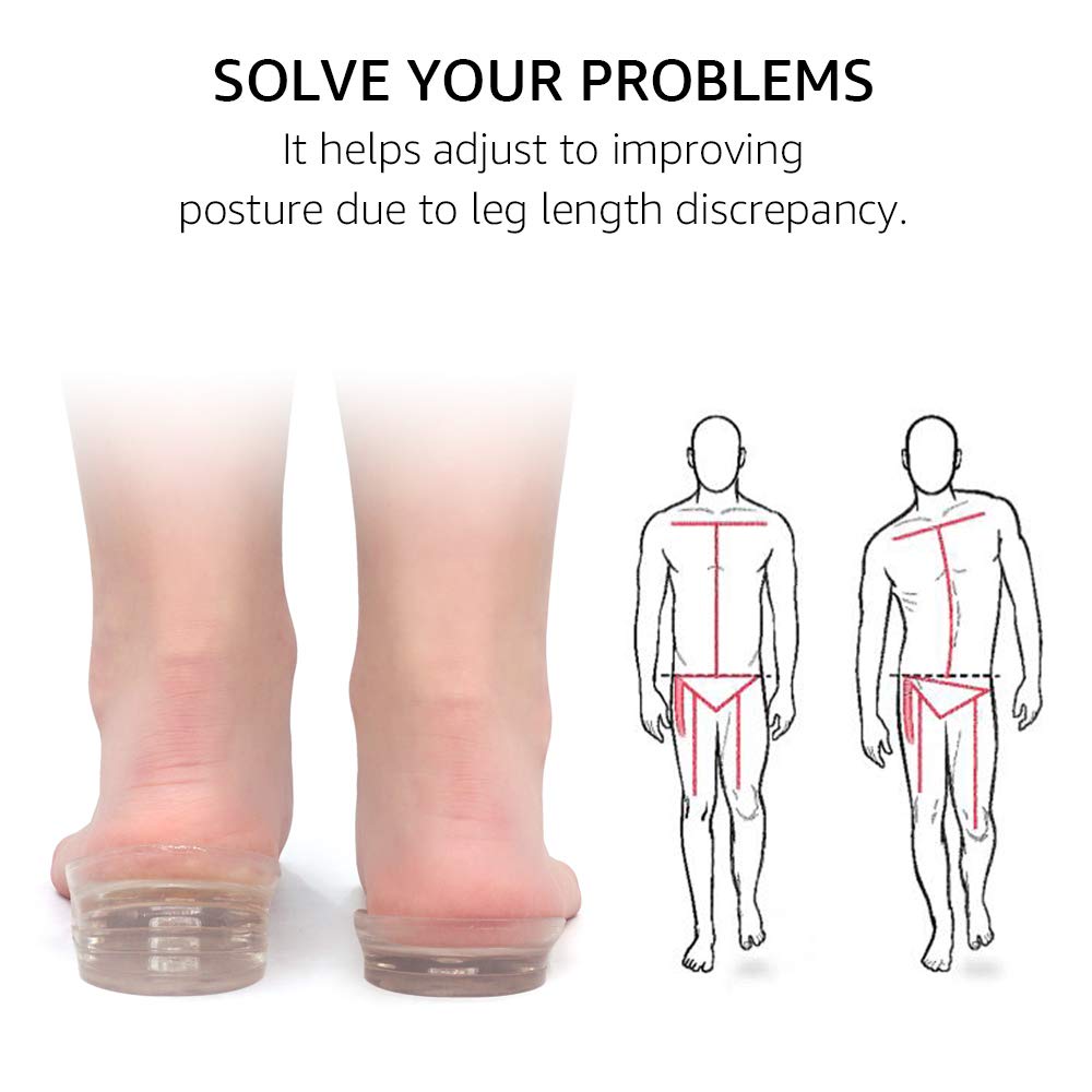 Dr.Foot Adjustable 5-Layer Height Increase Insoles for Men & Women - Silicone Heel Cushion & Gel Heel Lift Inserts for Leg Length Discrepancy - Perfect for Dress Shoes, Boots & Everyday Comfort