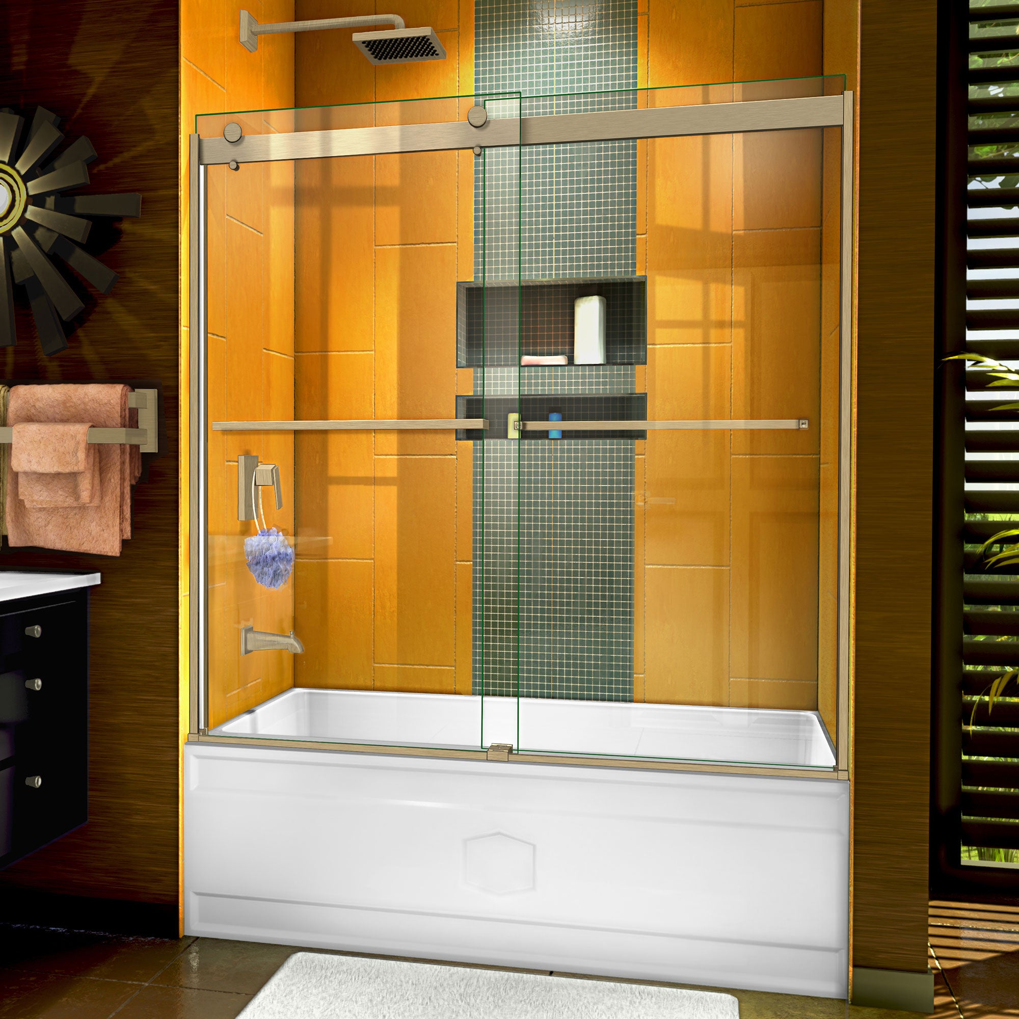 DreamLine Sapphire 56-60 Inch W x 60 Inch H Semi-Frameless Bypass Shower Door - Perfect for Modern Bathroom Renovations & Spa-Like Showers