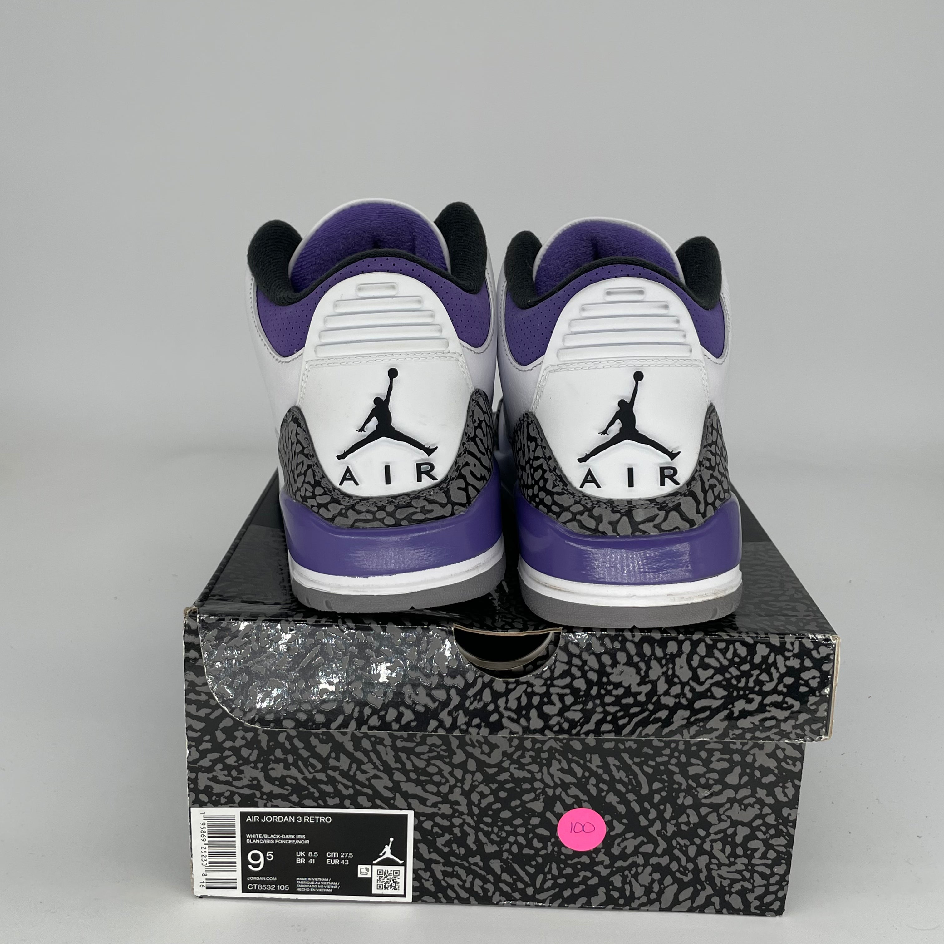 AIR JORDAN 3 Retro Dark Iris Men's Basketball Shoes Size 9.5 (CT8532-105) - Perfect for Streetwear & Court Performance