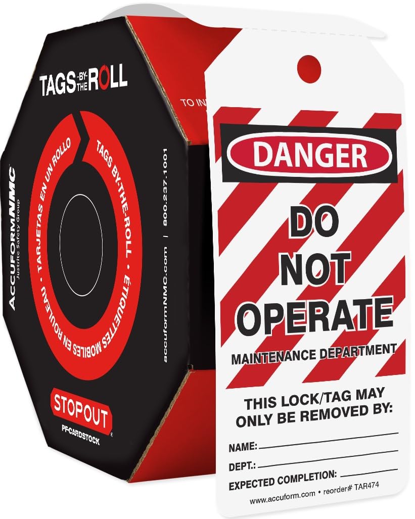 Accuform NMC 250 Lockout Tags by-The-Roll - OSHA Compliant Danger Do Not Operate Safety Tags (6.25