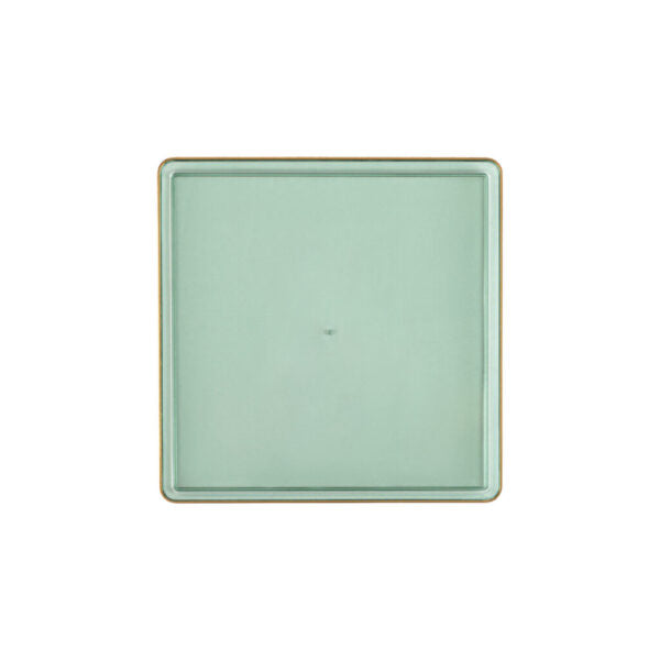 Eco-Friendly Clear Square Plastic Plates with Gold Rim - 10 Pack, Durable & Stylish for Parties, Weddings, and Outdoor Dining