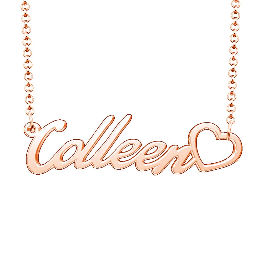 Personalized Rose Gold Plated Heart Pendant Necklace with Custom Name - Perfect Gift for Anniversary, Valentine's Day & Mother's Day