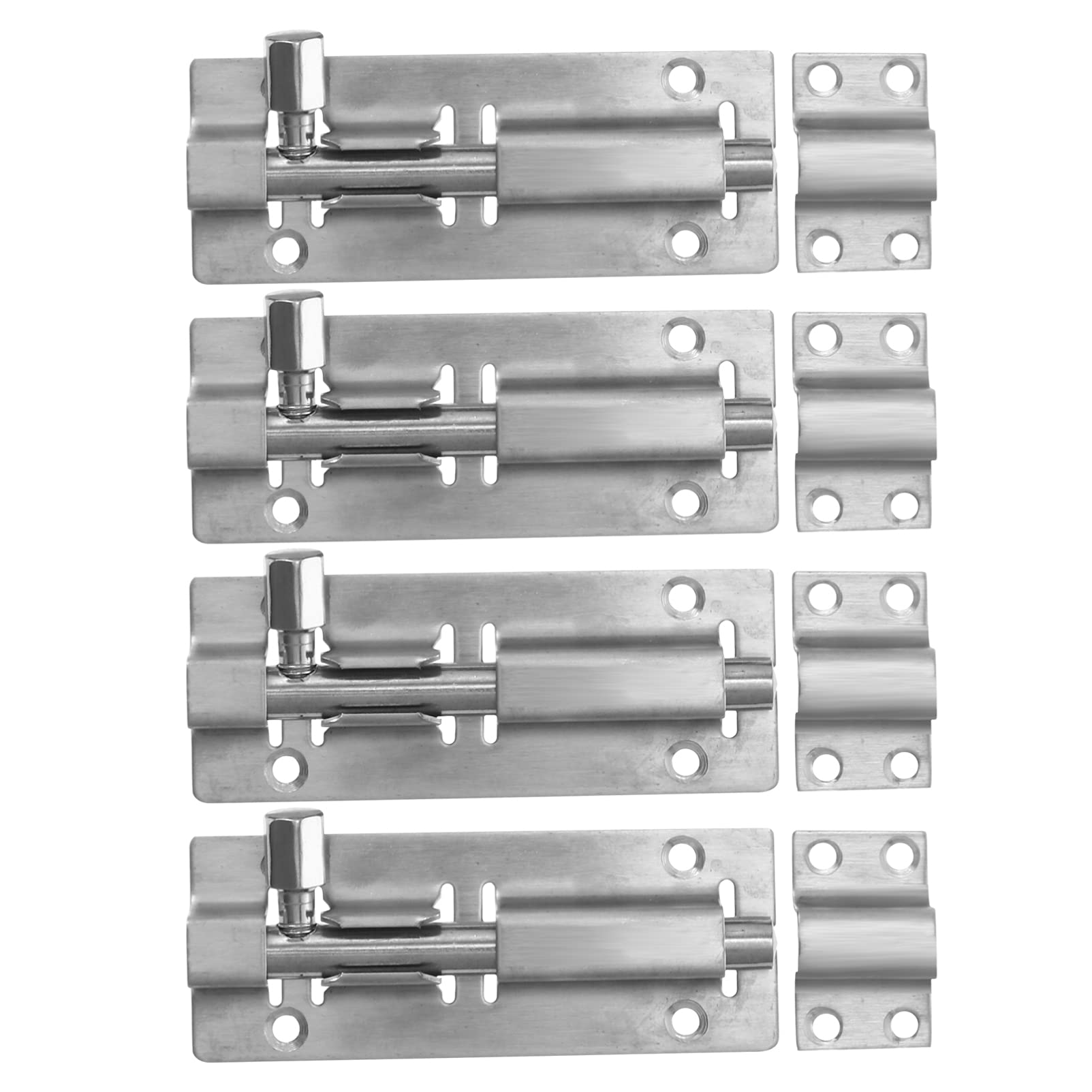 DOITOOL 4 Inch Stainless Steel Barrel Bolt Lock - Heavy Duty Sliding Latch for Door Security - Silver (4 Pack) - Perfect for Home, Hotel, Office & Shed Privacy Protection