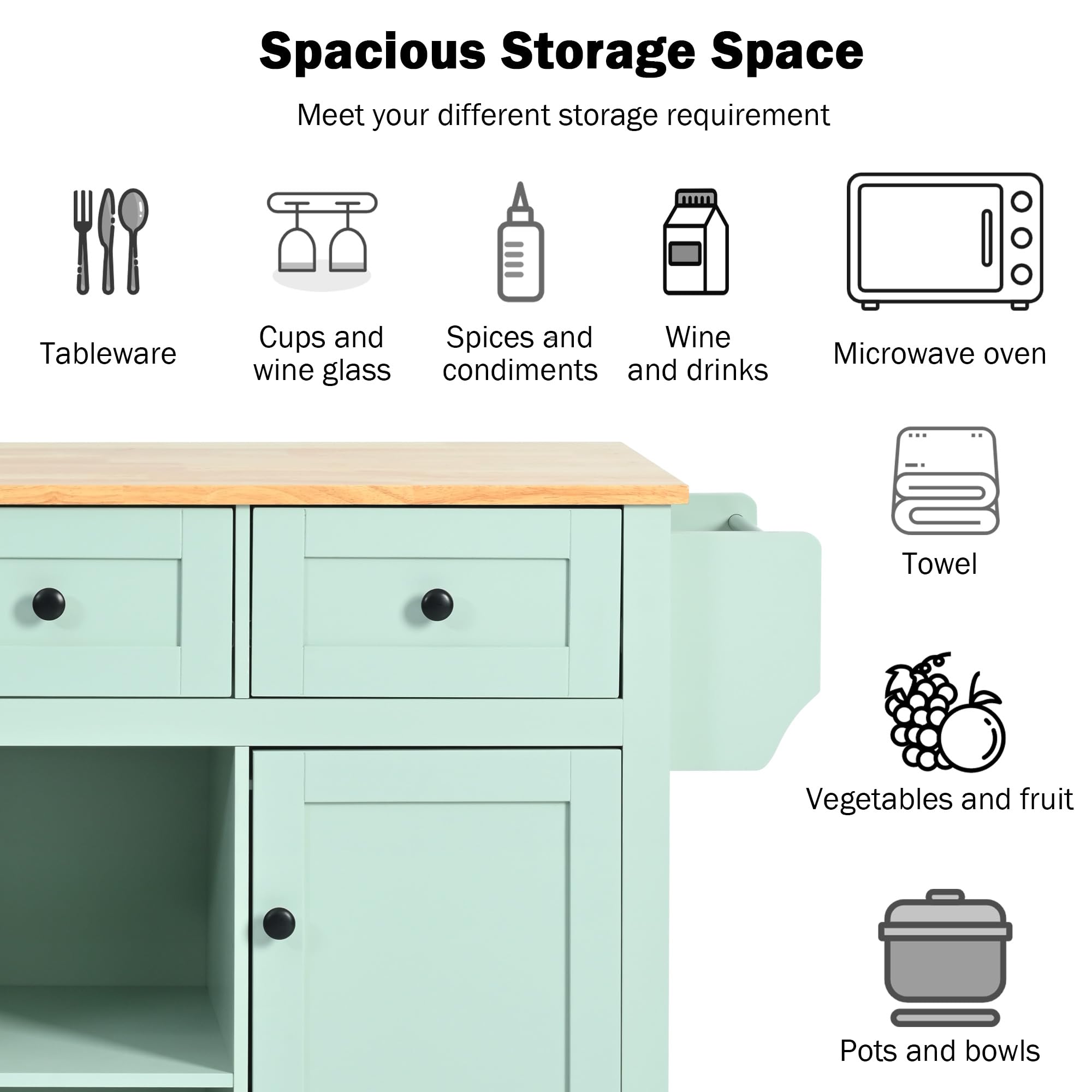 Rolling Kitchen Island with Storage & Drop Leaf - Portable Kitchen Cart with Drawers & Shelves for Small Spaces | Perfect for Dining Room, Apartment & Compact Kitchen Organization